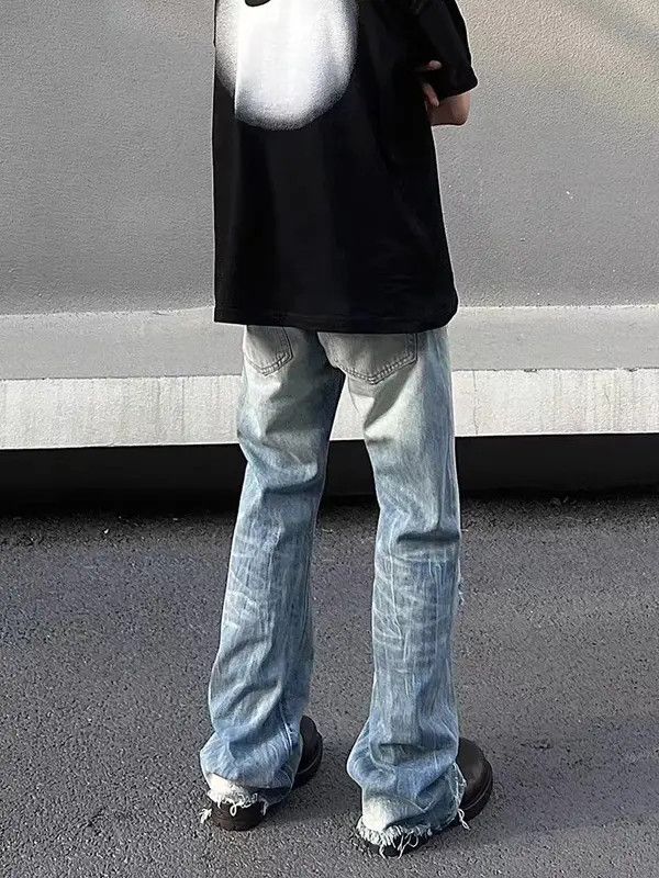Japanese Brand VIBE Street wash ripped straight leg bootcut jeans Size US 33 - 4 Thumbnail