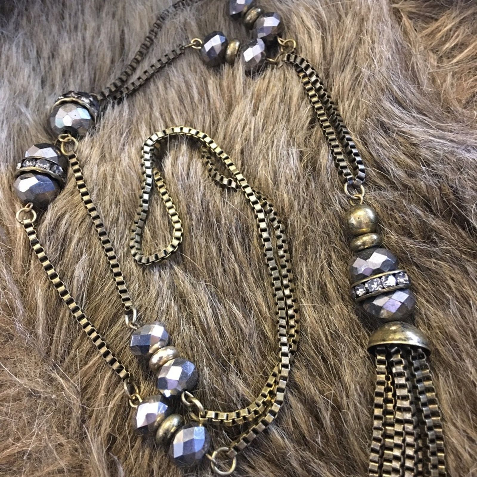 Vintage Vintage sparkle bead chain tassel long necklace Size ONE SIZE - 6 Thumbnail