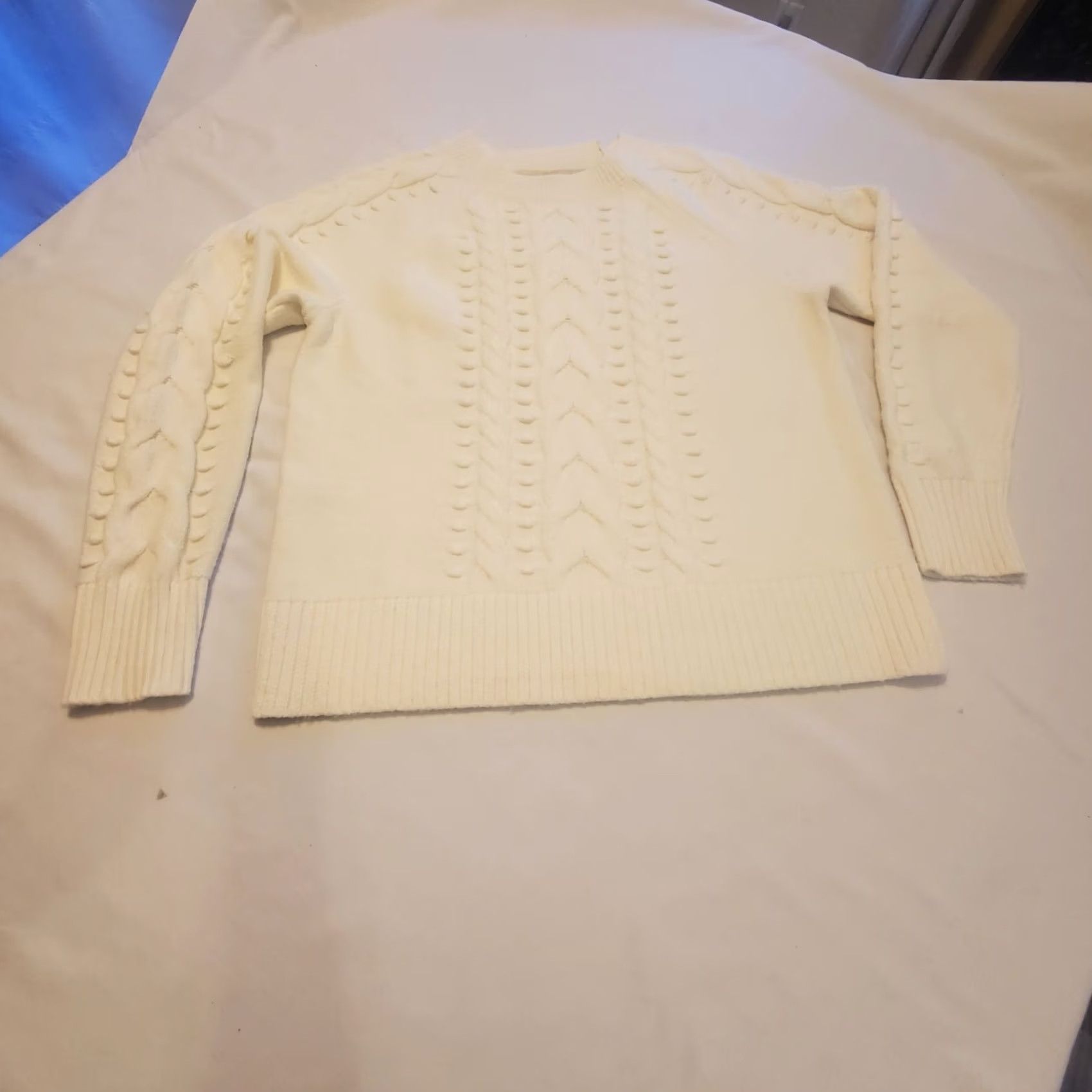 Ann Taylor Ann Taylor White Sweater Womens Sz Medium Cable Knit Soft L/S Winter Warm Size M / US 6-8 / IT 42-44 - 5 Thumbnail