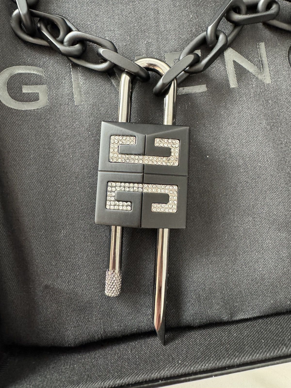 Givenchy GIVENCHY Black Crystal Lock Necklace Size ONE SIZE - 3 Thumbnail