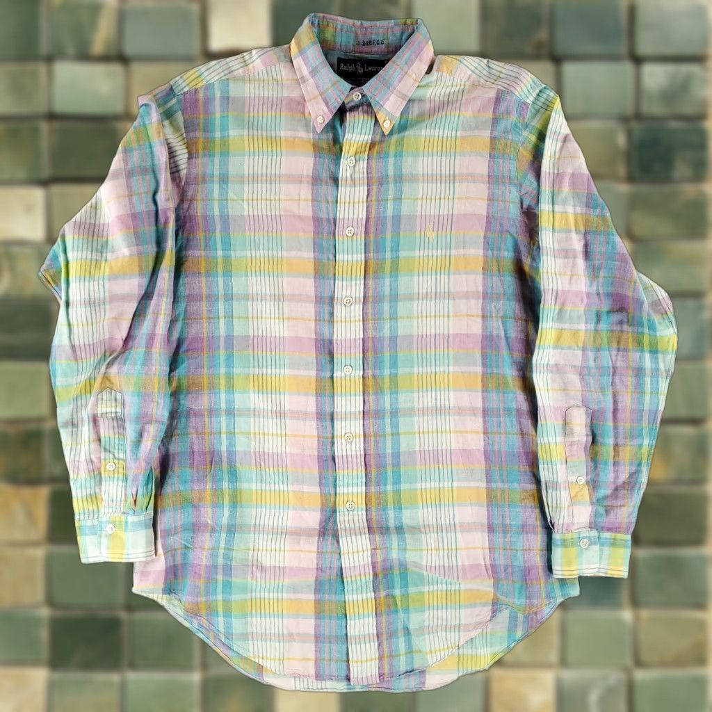 Ralph Lauren Ralph Lauren Madras Button Down Shirt Long Sleeve Pastel Plaid Mens L Multicolor Shirt Size US L / EU 52-54 / 3 - 1 Thumbnail