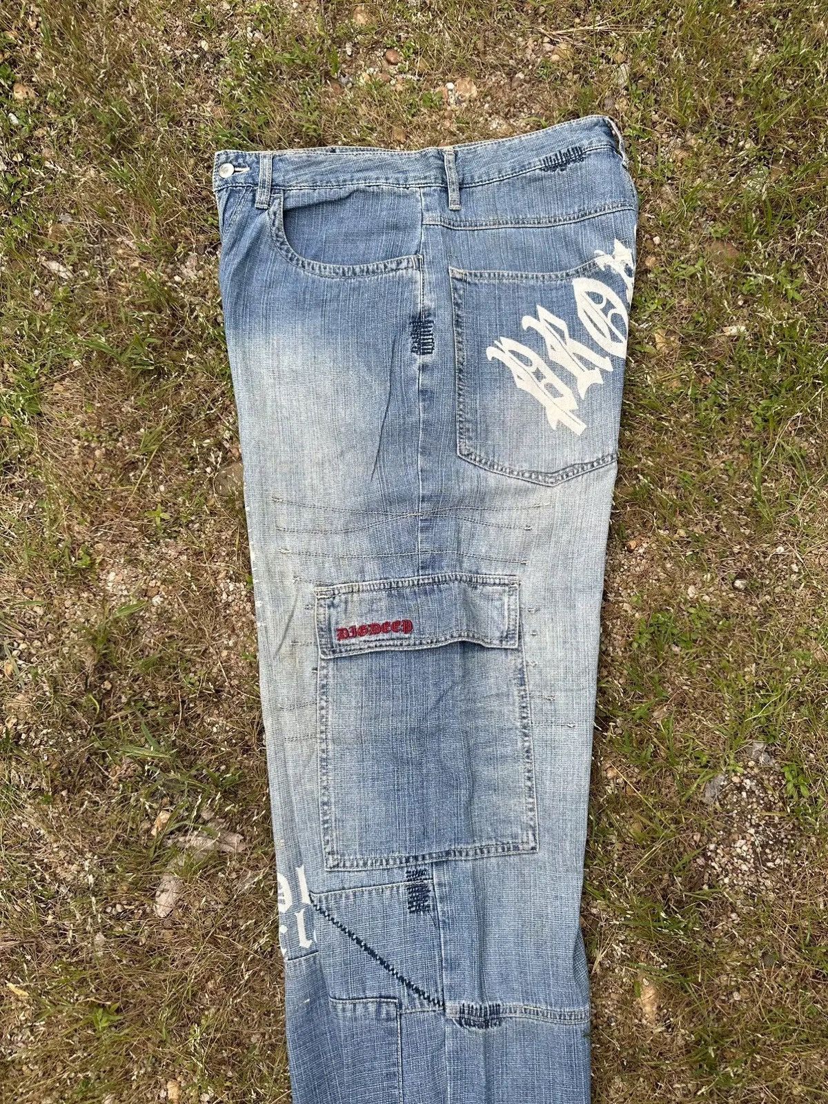 If Six Was Nine STEALS💥 JAPANESE BAGGY RAPPER PATCHWORK TRAVIS DENIM PANTS Size US 31 - 15 Thumbnail