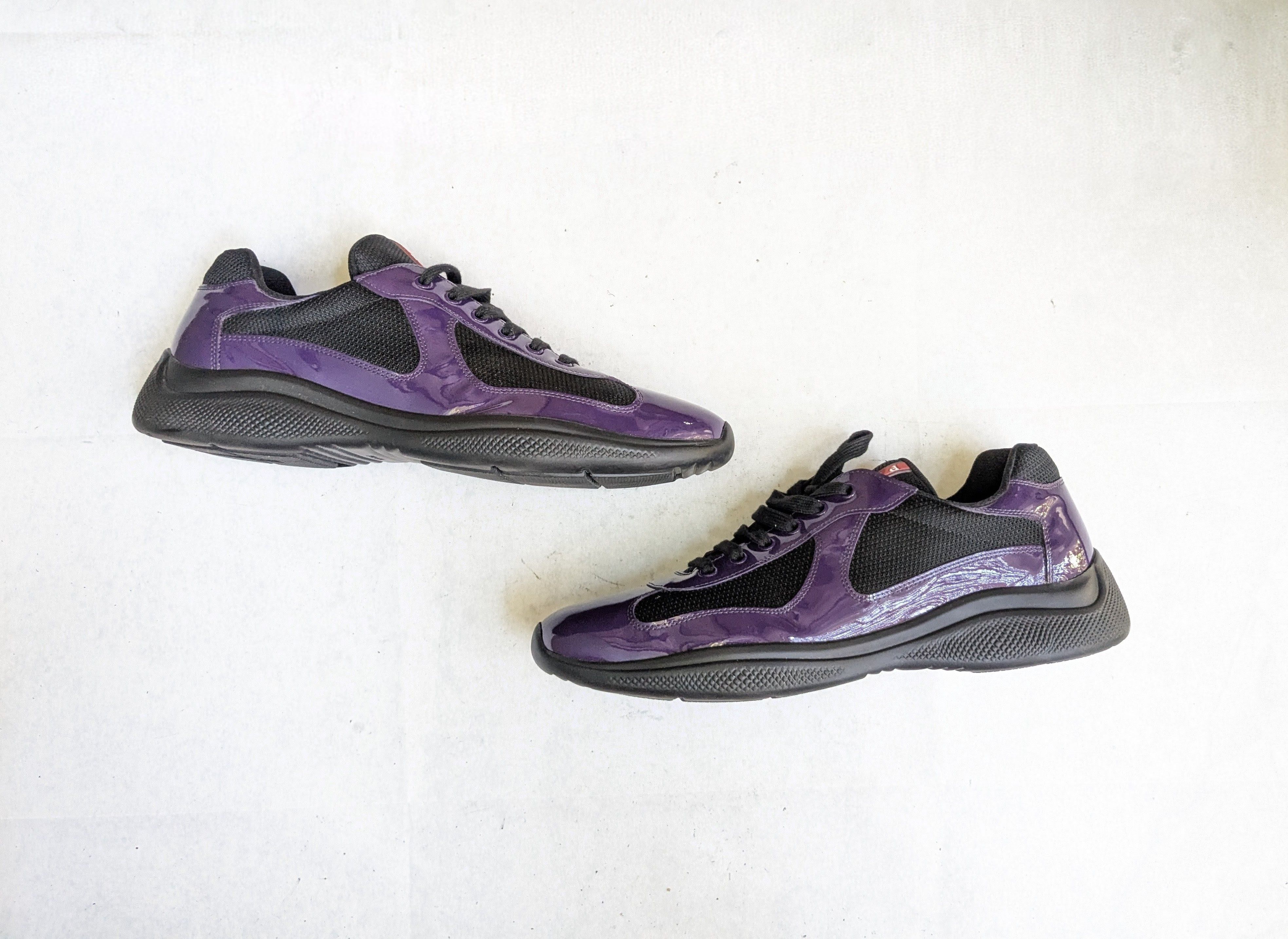 Prada America's Cup Sneakers Purple Black 13 Patent Leather