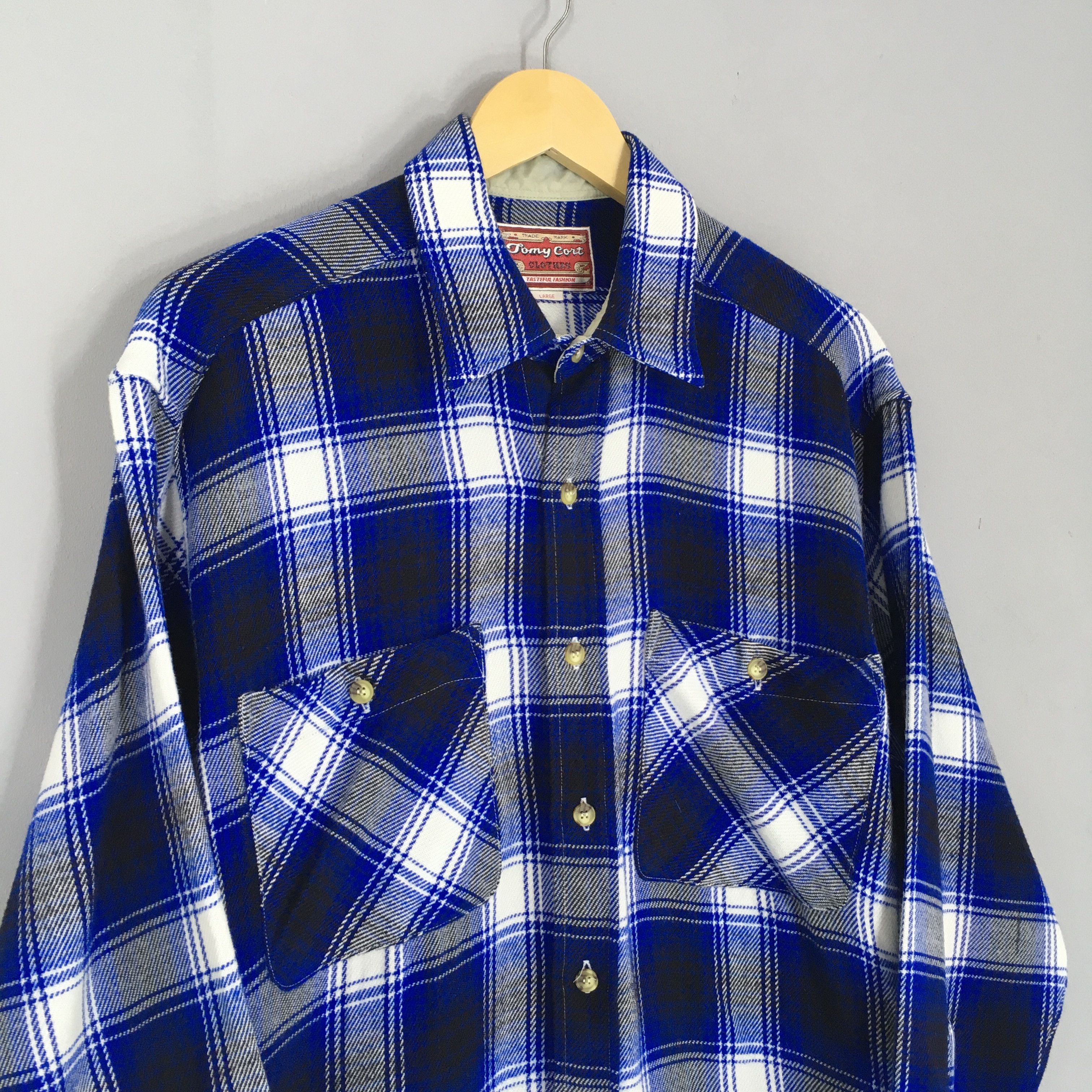 Flannel Vintage Tomy Cort Plaid Shadow Checked Flannel Shirt Large Size US L / EU 52-54 / 3 - 3 Thumbnail