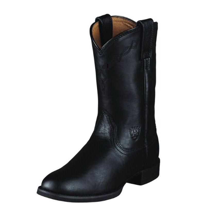 Ariat Heritage Roper Cowboy Boots Mid Calf Leather Black 12
