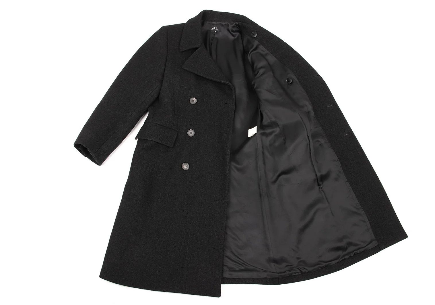 A.P.C. Herringbone Melton Coat in Charcoal M Size US XXS / EU 40 - 12 Thumbnail