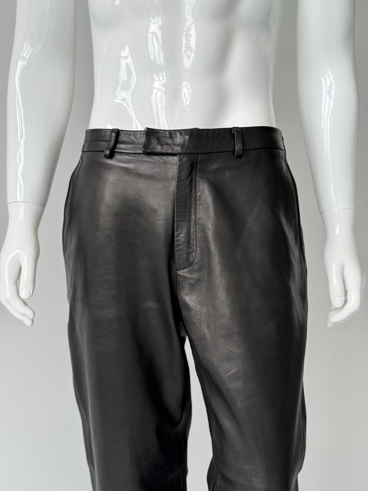 Gucci Gucci Tom Ford Era Dark Brown Black Lambskin Leather Pants Size US 35 - 4 Thumbnail