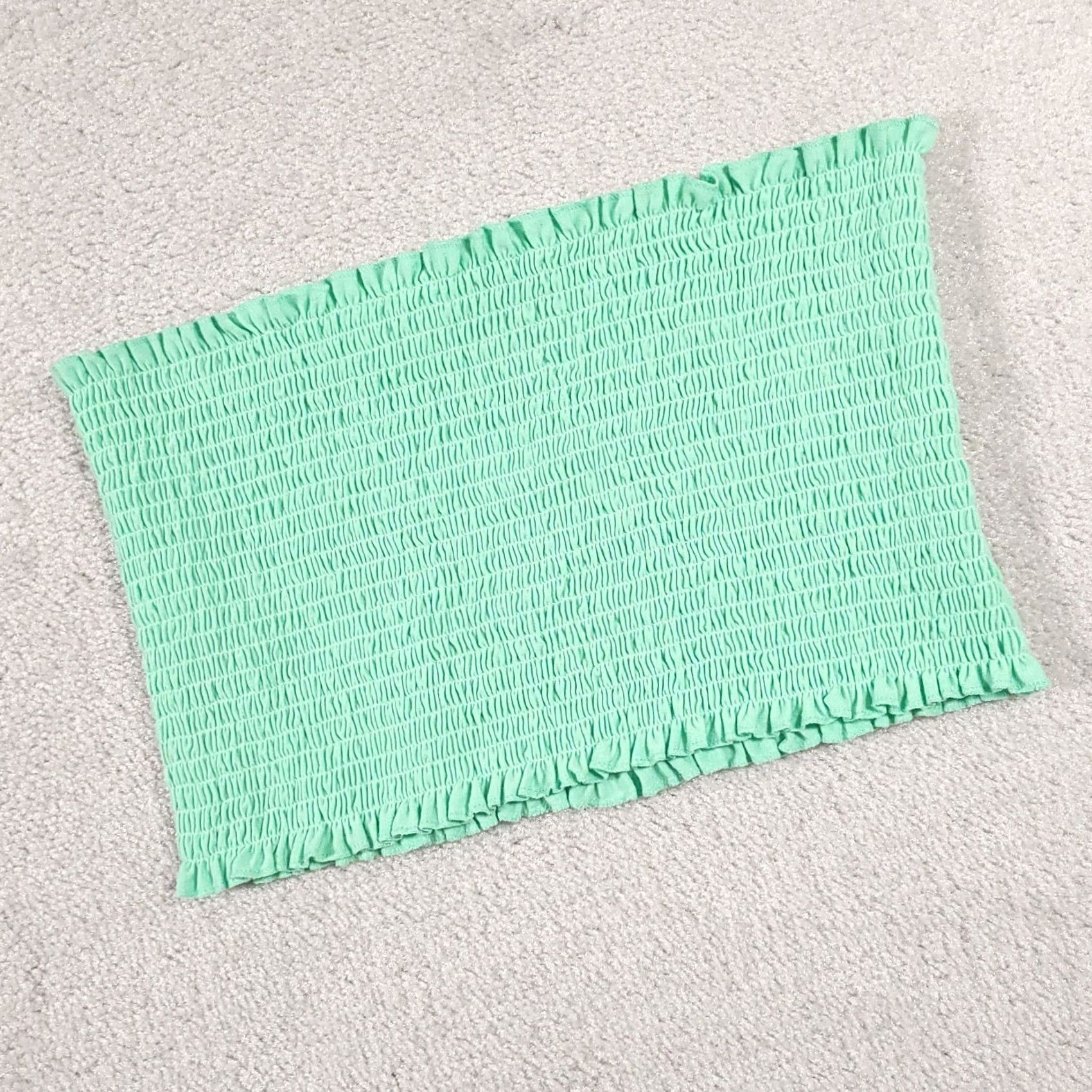 Vintage Zenana Strapless Bandeau Tube Top Bra Women's 1X Teal Blue Plus Ruched Tank Sleeveless Square Neck Size XL / US 12-14 / IT 48-50 - 2 Thumbnail