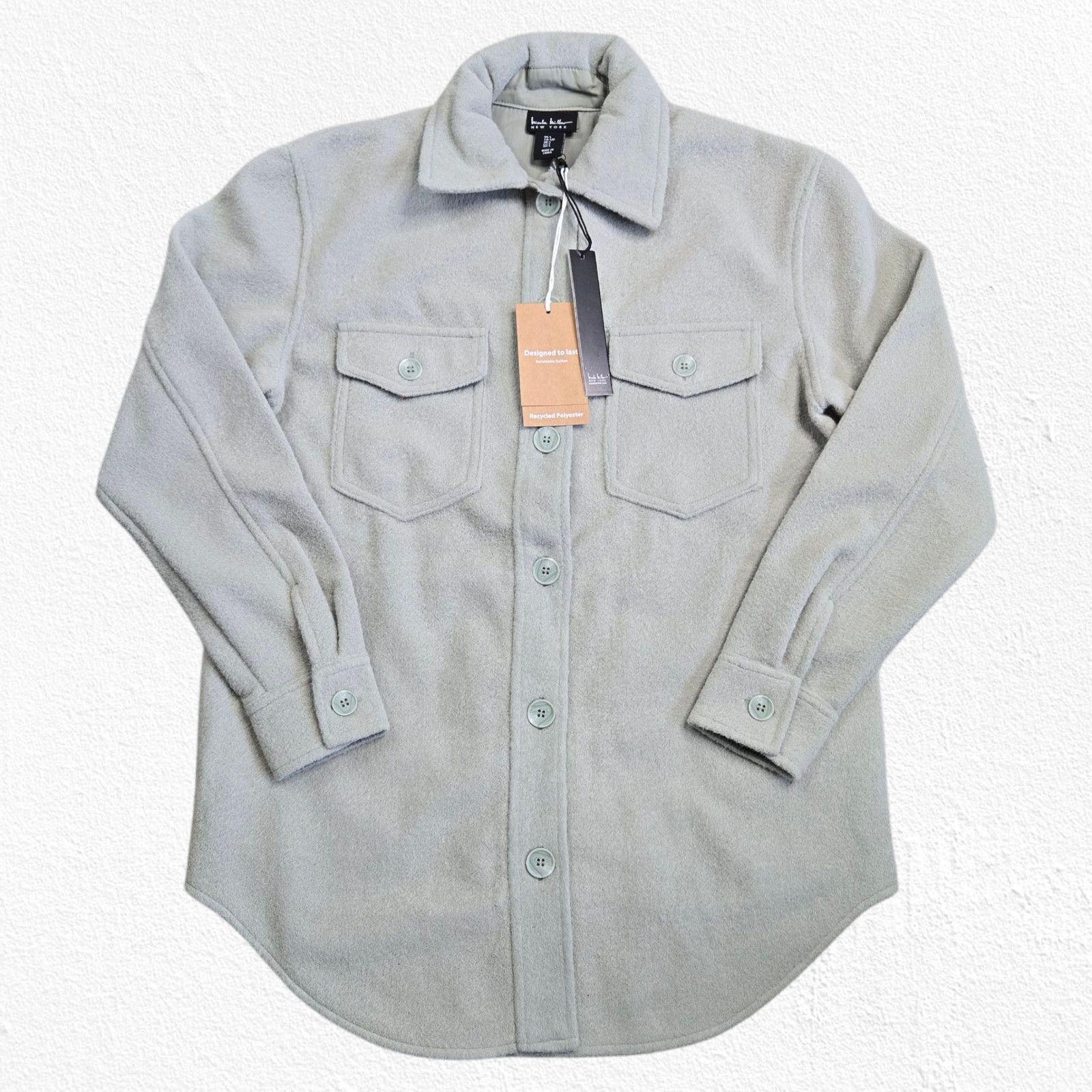 Nicole Miller Nicole Miller Sage Green Brushed Knit Shacket Size Small Size S / US 4 / IT 40 - 2 Thumbnail