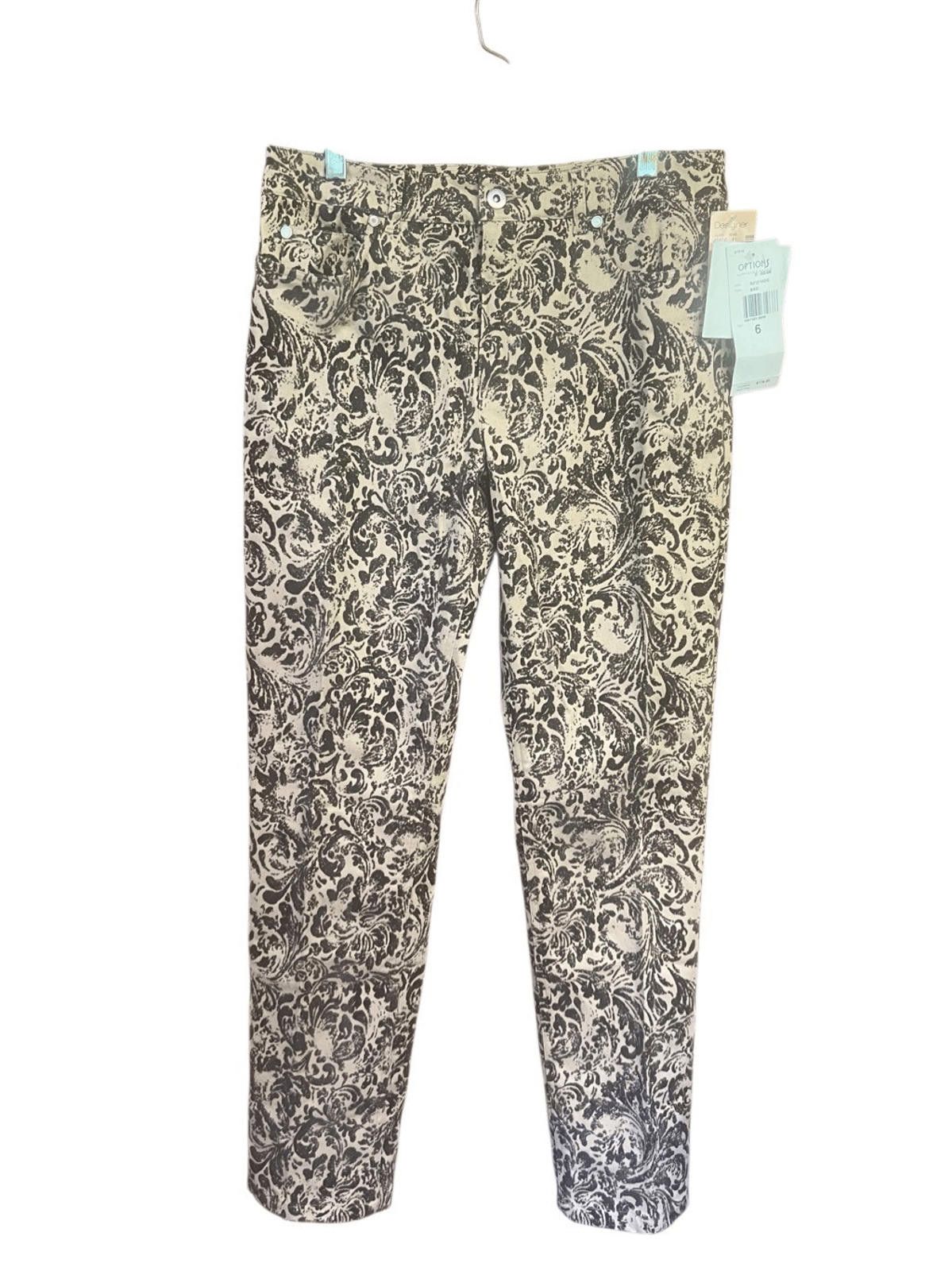 Designer Options Garfield & Marks Printed Beige/Brown Pants Sz 6 NWT Size 28" / US 6 / IT 42 - 1 Thumbnail