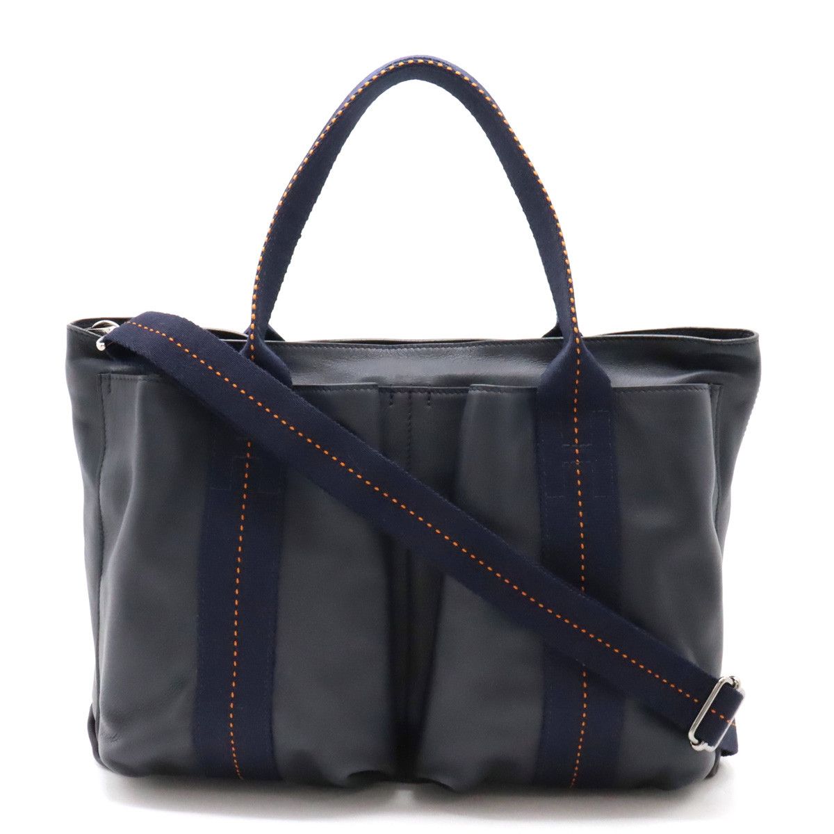 Hermes Hermes Vaux Delma Horizontal MM 2-Way Tote Bag Navy/Orange Leather Tote Bag in Very Good Condition