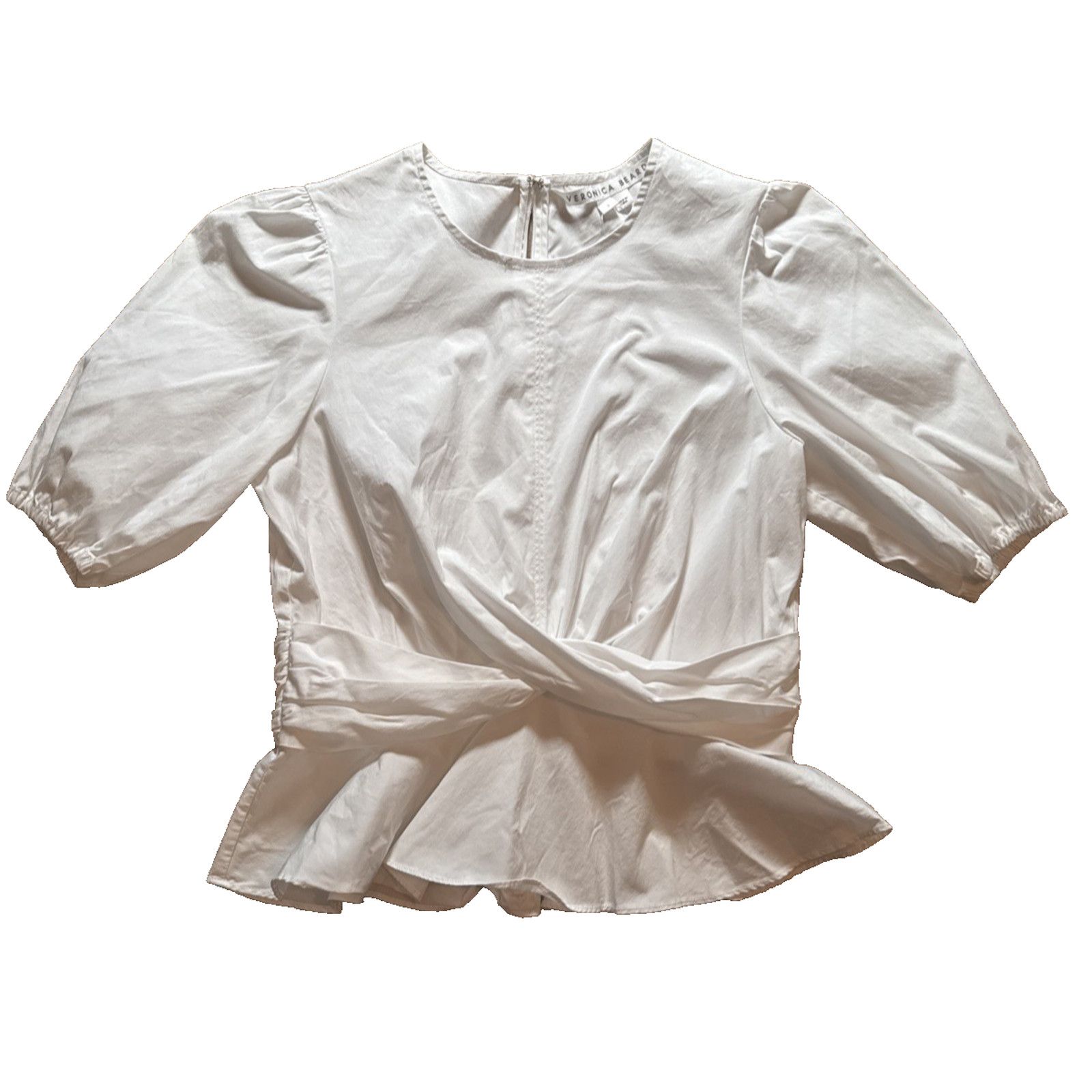 Veronica Beard Veronica Beard Arvilla Crisscross Peplum Top White Womens 2 Size XS / US 0-2 / IT 36-38 - 2 Thumbnail