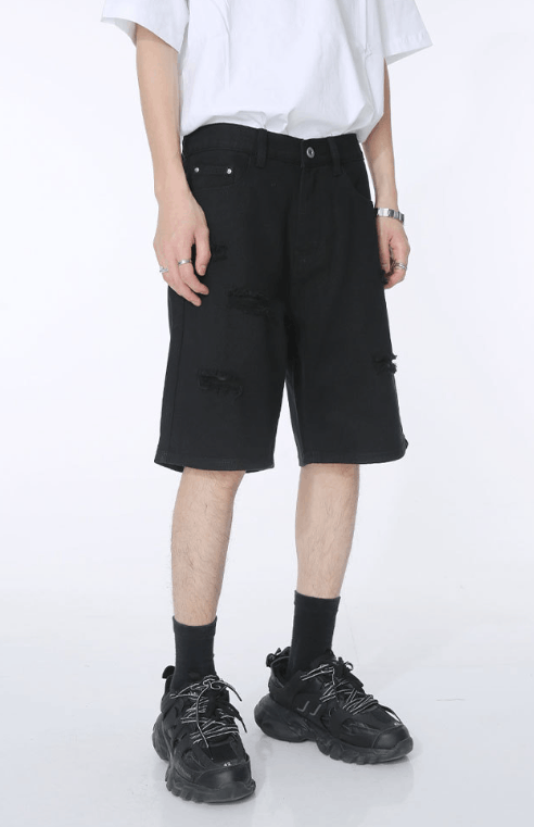 Japanese Brand × Vintage American high street loose straight ripped denim shorts Size US 32 / EU 48 - 4 Thumbnail