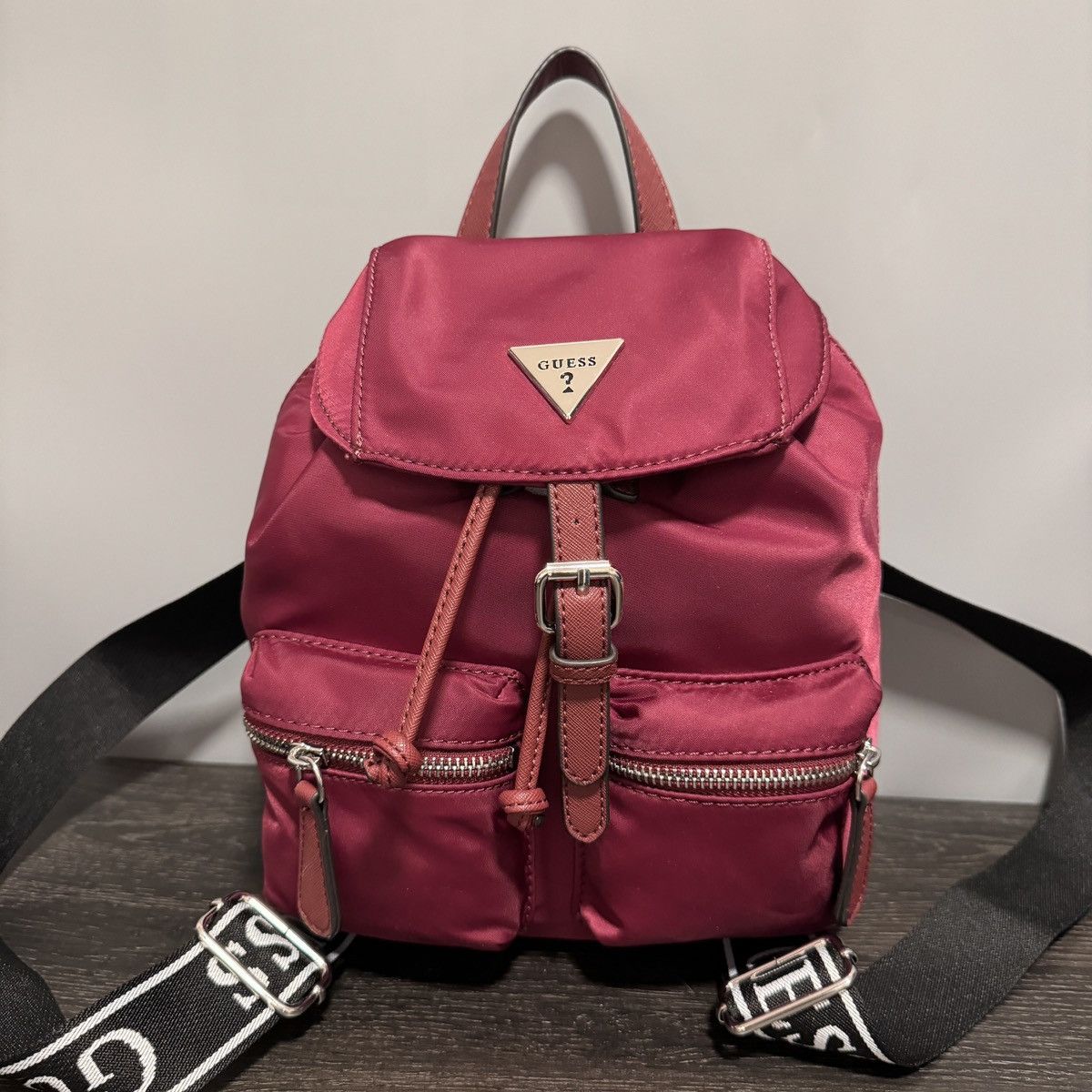 NWT Guess Rucksack Women's Nylon Backpack In Wine Small