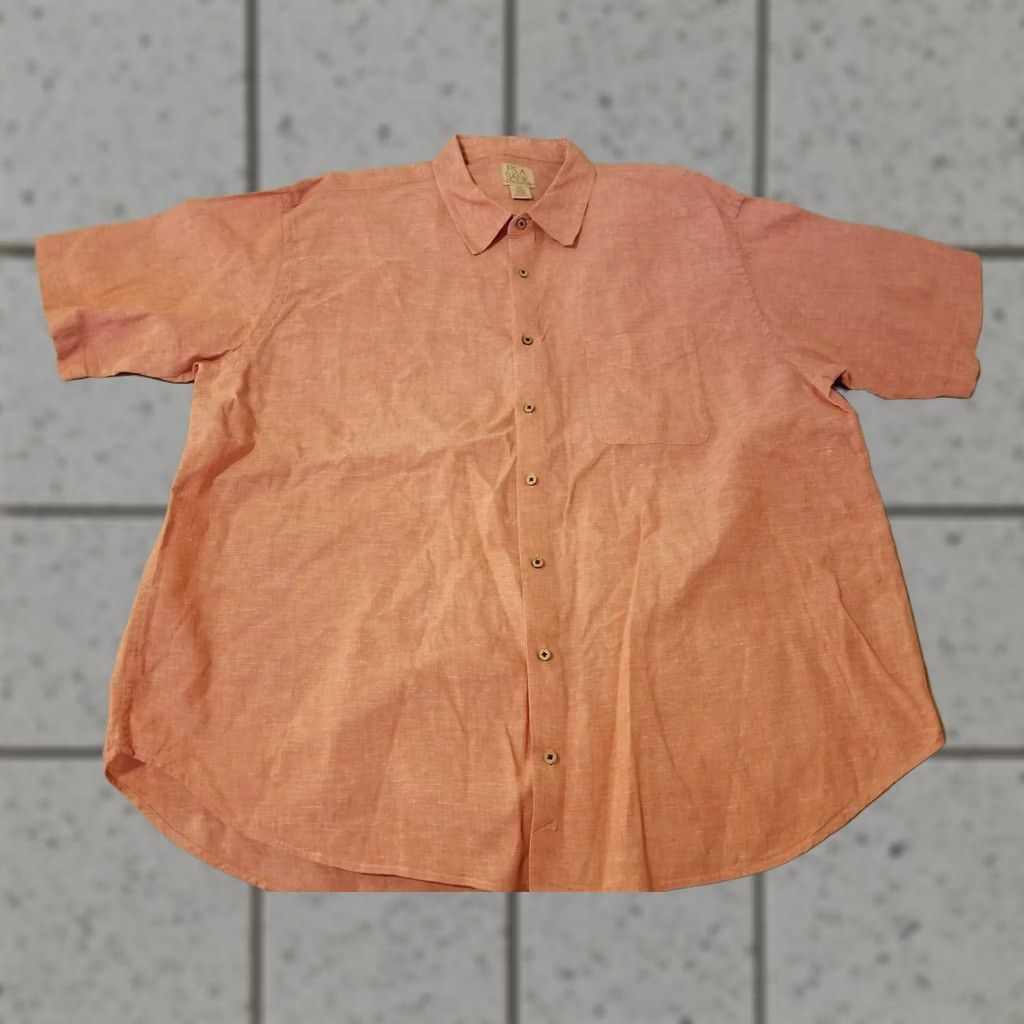 Jos. A. Bank Jos. A. Bank Linen Shirt Pink Short Sleeve 2XL Mens Size 48R - 1 Thumbnail
