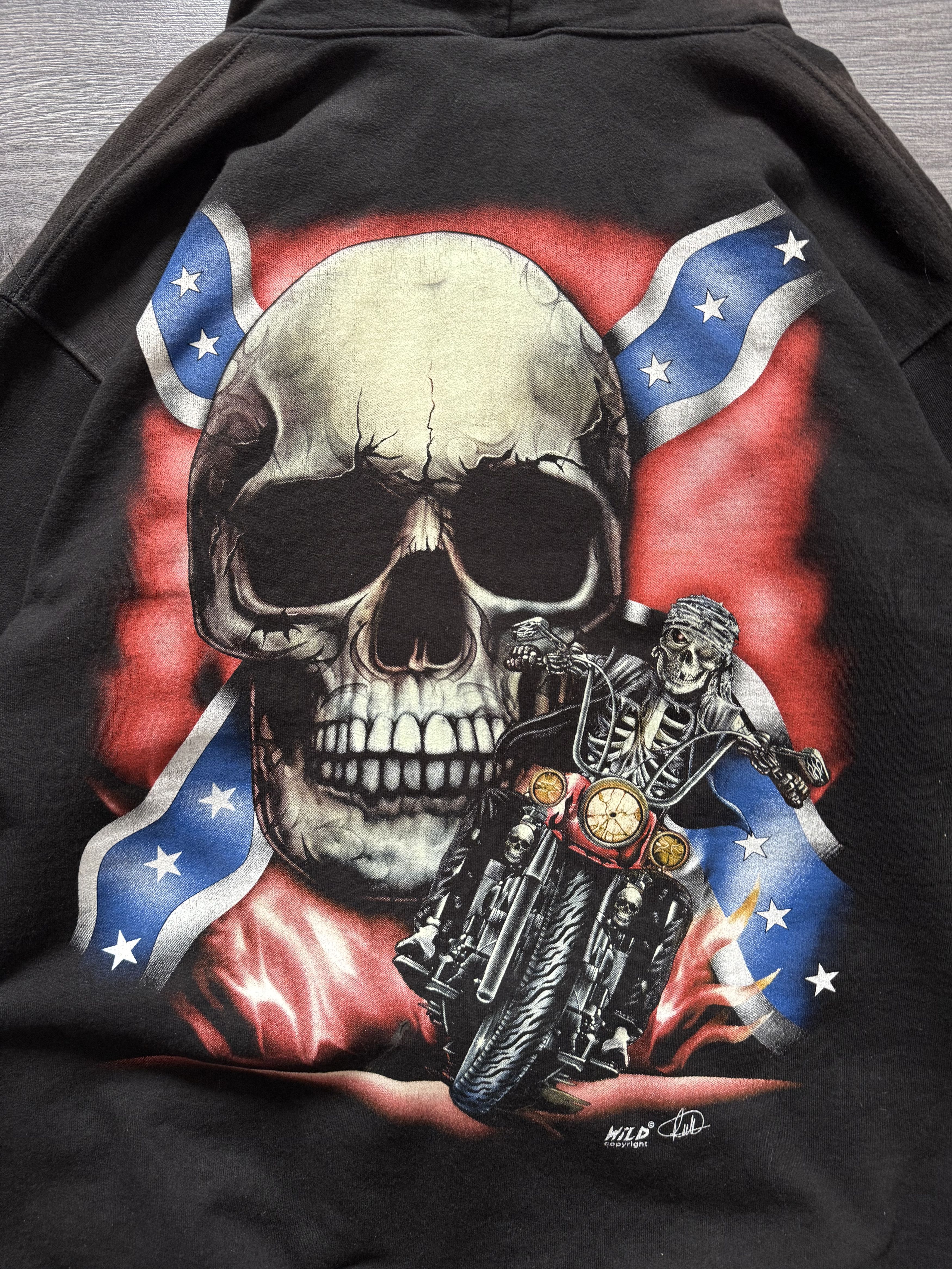 Affliction Vintage Faded Skull Zip Hoodie Rock Metal Spiral style Size US XL / EU 56 / 4 - 3 Thumbnail