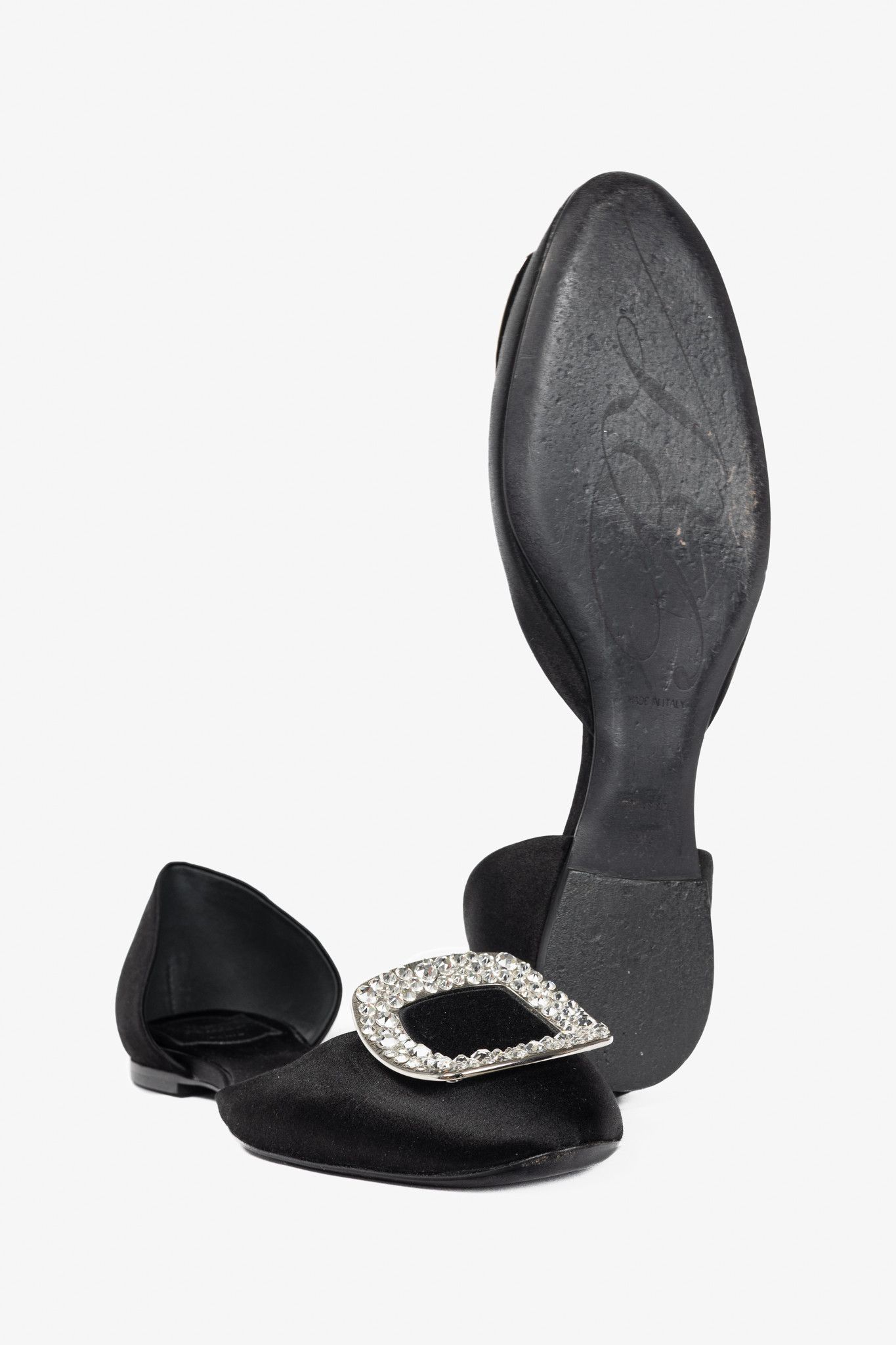 Roger Vivier Roger Vivier Chips Black Silk Strass-Buckle Flats Size US 9 / IT 39 - 5 Thumbnail