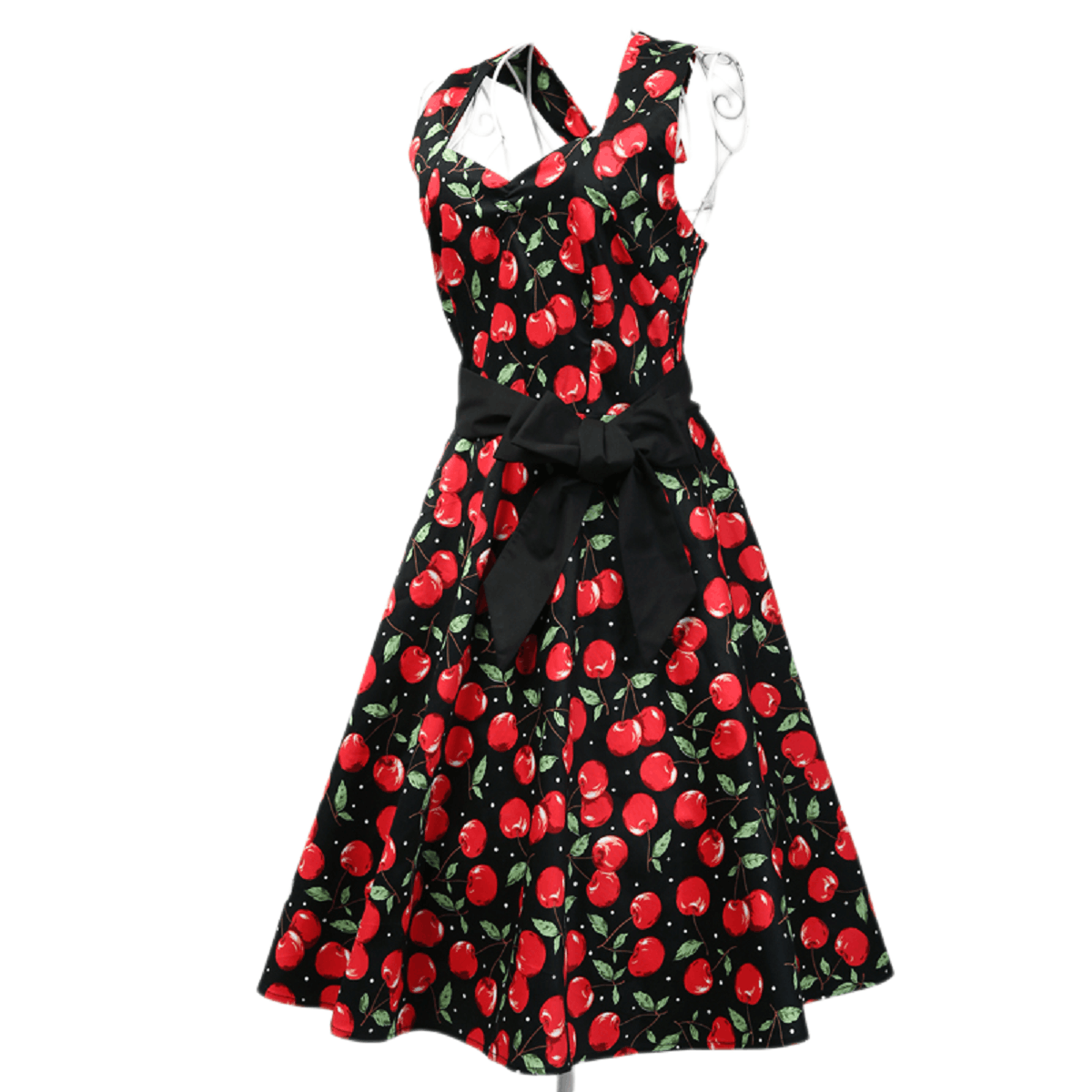 Other Cherry Print Vintage Style Backless Dress Size L / US 10 / IT 46 - 2 Thumbnail