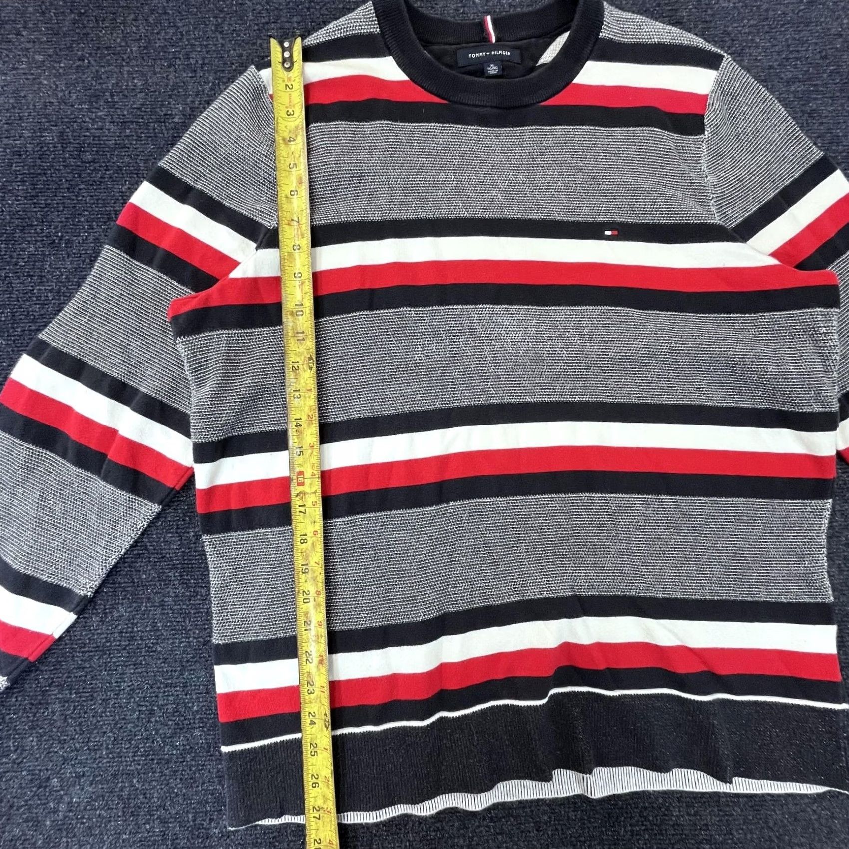 Tommy Hilfiger Tommy Hilfiger Sweater Mens XL Black Red White Striped Crewneck Pullover Classic Size US XL / EU 56 / 4 - 4 Thumbnail