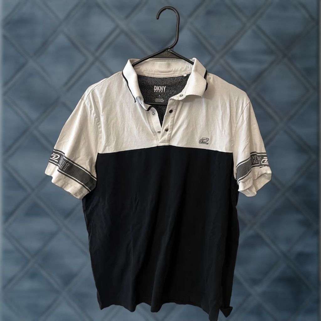 DKNY DKNY Polo Shirt - Shirt - Adult L - White - Logo Accent - Short Sleeve - Cotton Spandex - Men Size US L / EU 52-54 / 3 - 1 Thumbnail