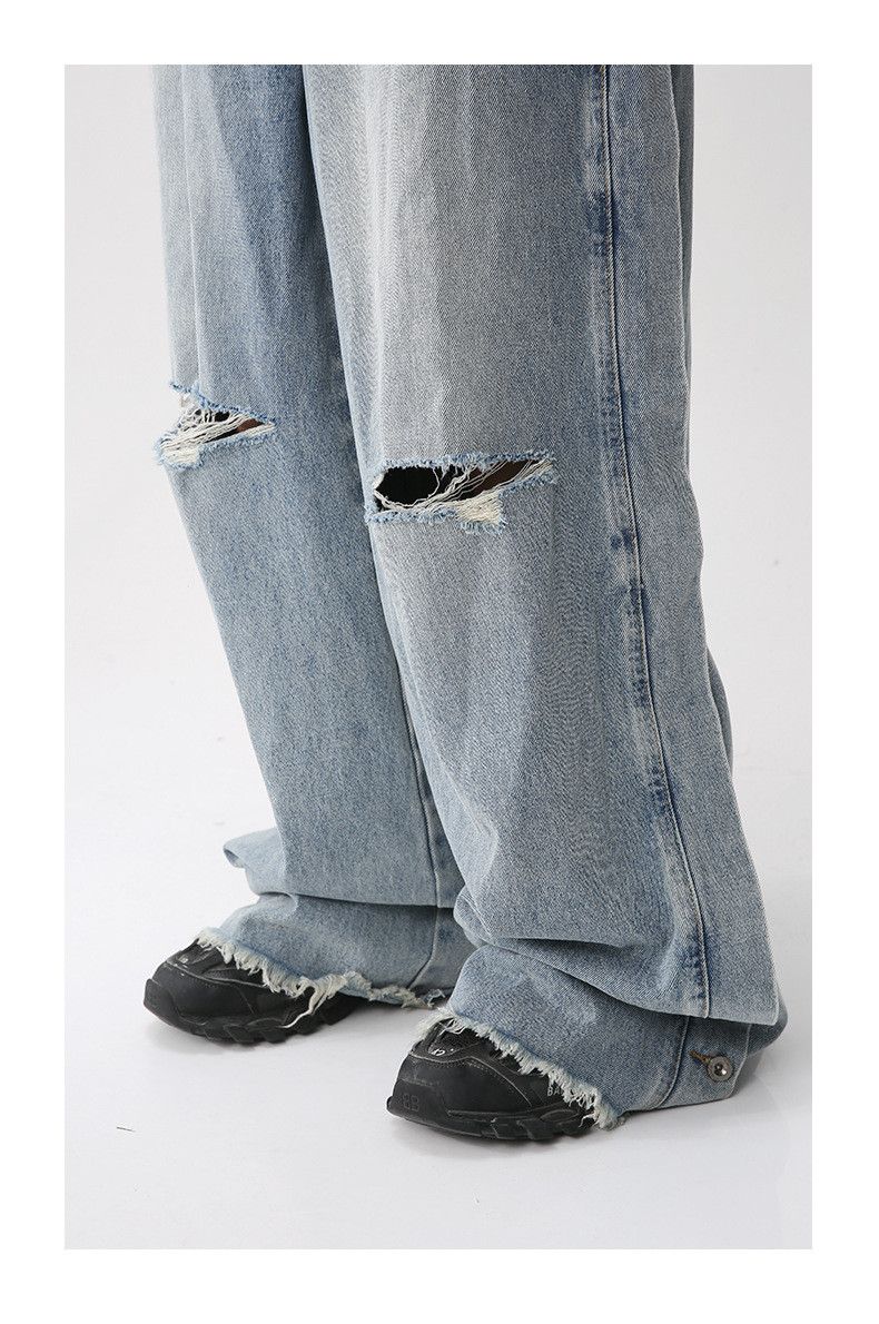 Japanese Brand × Jean Casual loose-fitting ripped denim trousers Size US 34 / EU 50 - 6 Thumbnail