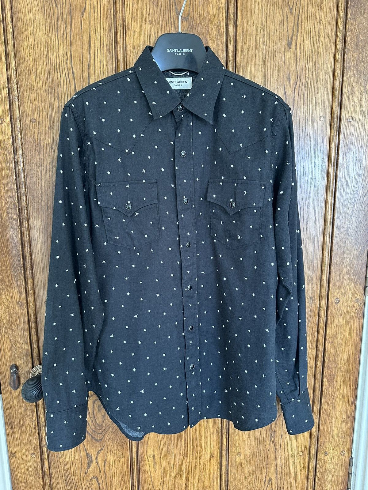 Saint Laurent Paris Grail SS16 Saint Laurent black shirt white star polka dot S Size US S / EU 44-46 / 1 - 3 Thumbnail