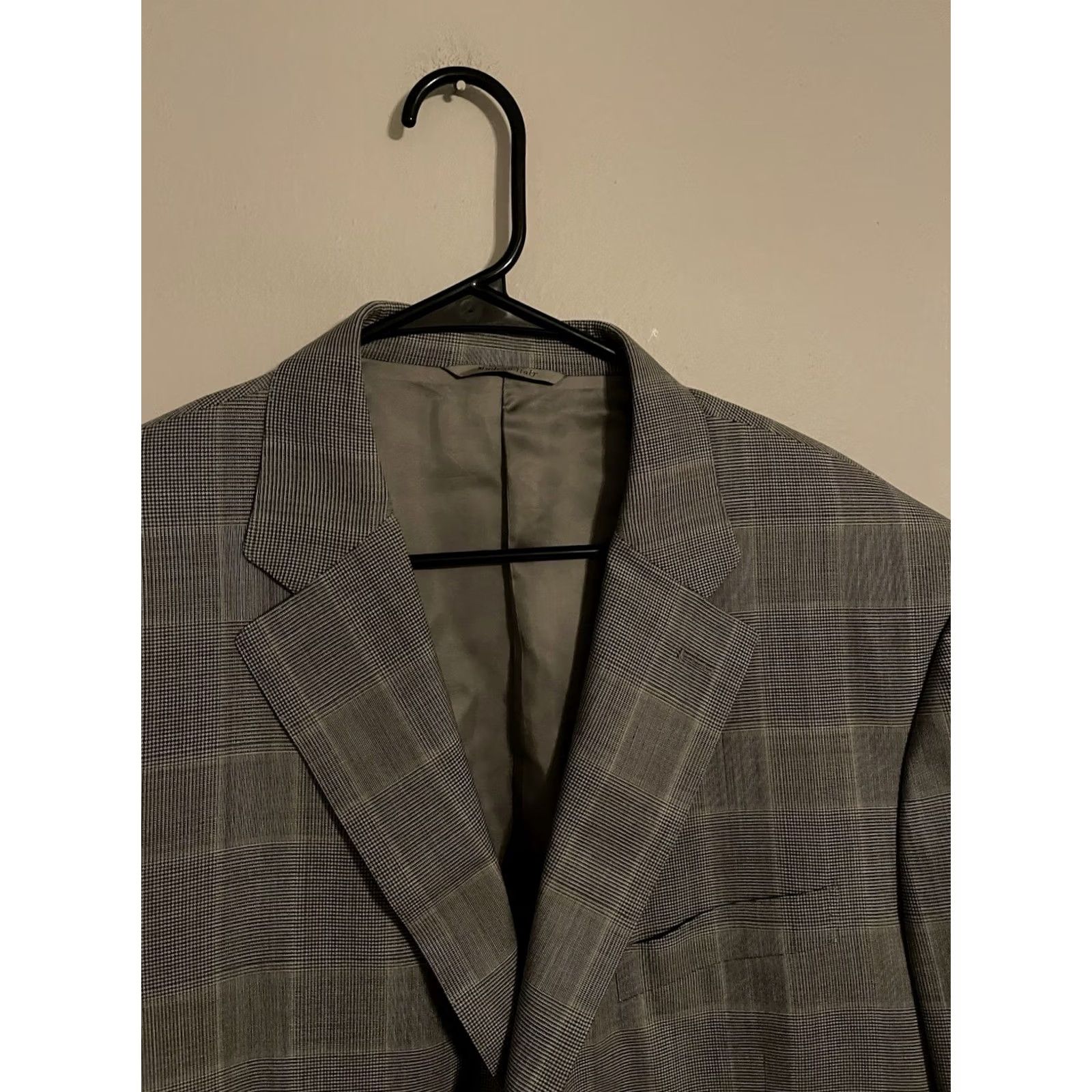Canali VINTAGE Canali Blazer Jacket Men Wool Gray Houndstooth Plaid 2-Button Double-Vented 40R/48EU Italy Size 48R - 2 Thumbnail