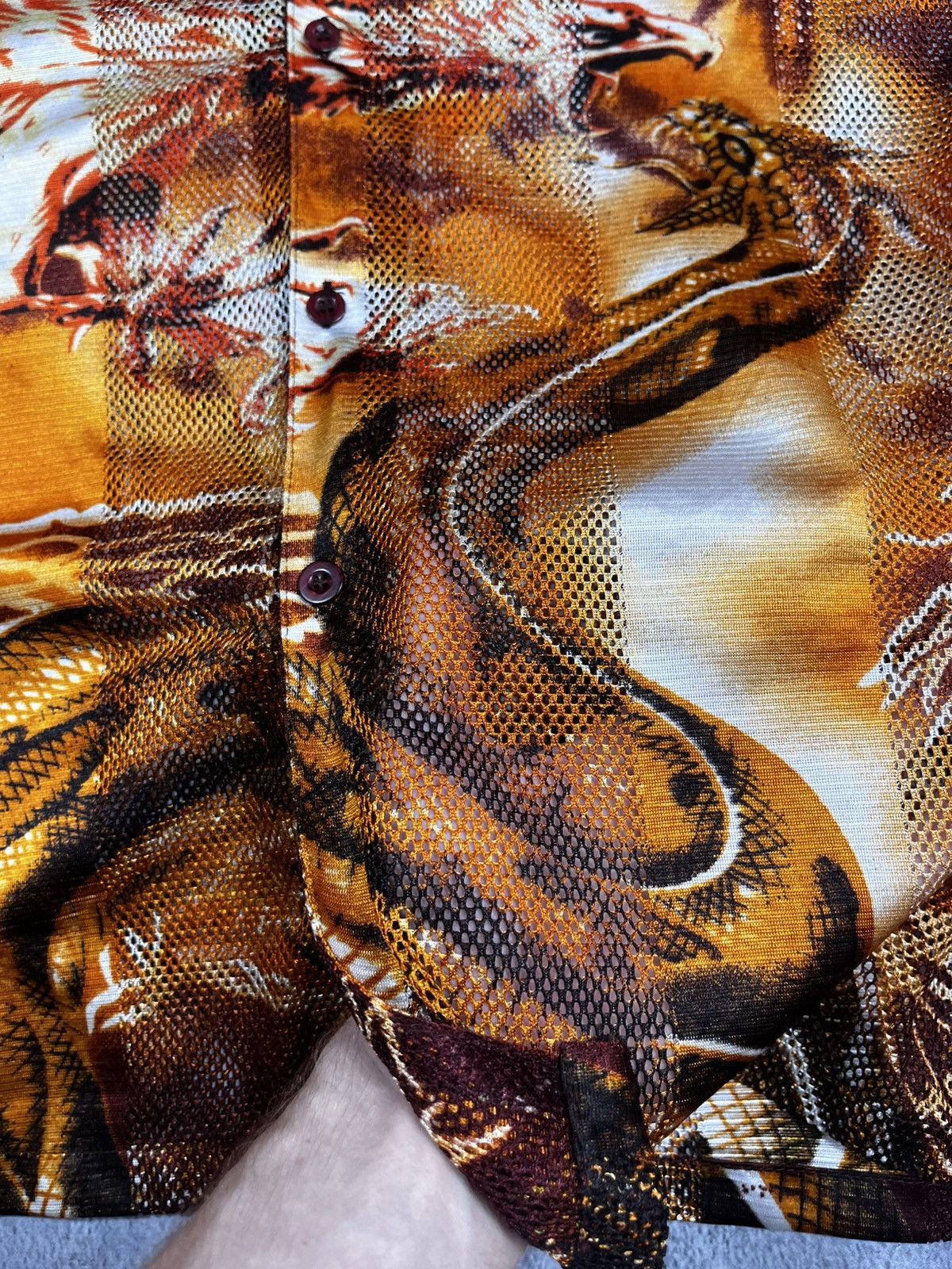 Other Vintage 90s mesh Japan dragon shirt Japanese XXL Size US XXL / EU 58 / 5 - 4 Thumbnail