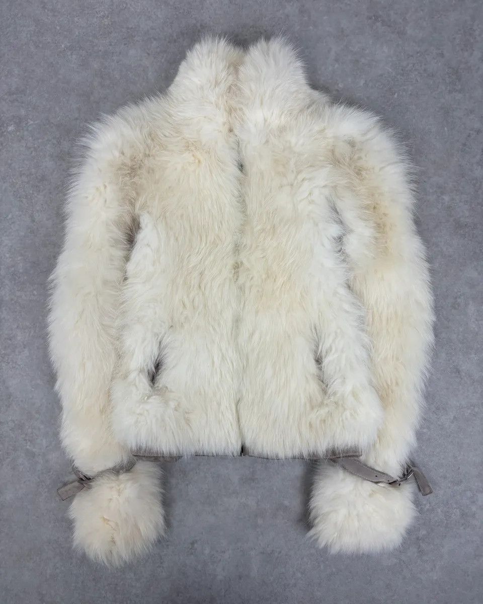 Roberto Cavalli AW2006 Cavalli White Fur Beige Leather Vest Size M / US 6-8 / IT 42-44 - 1 Thumbnail