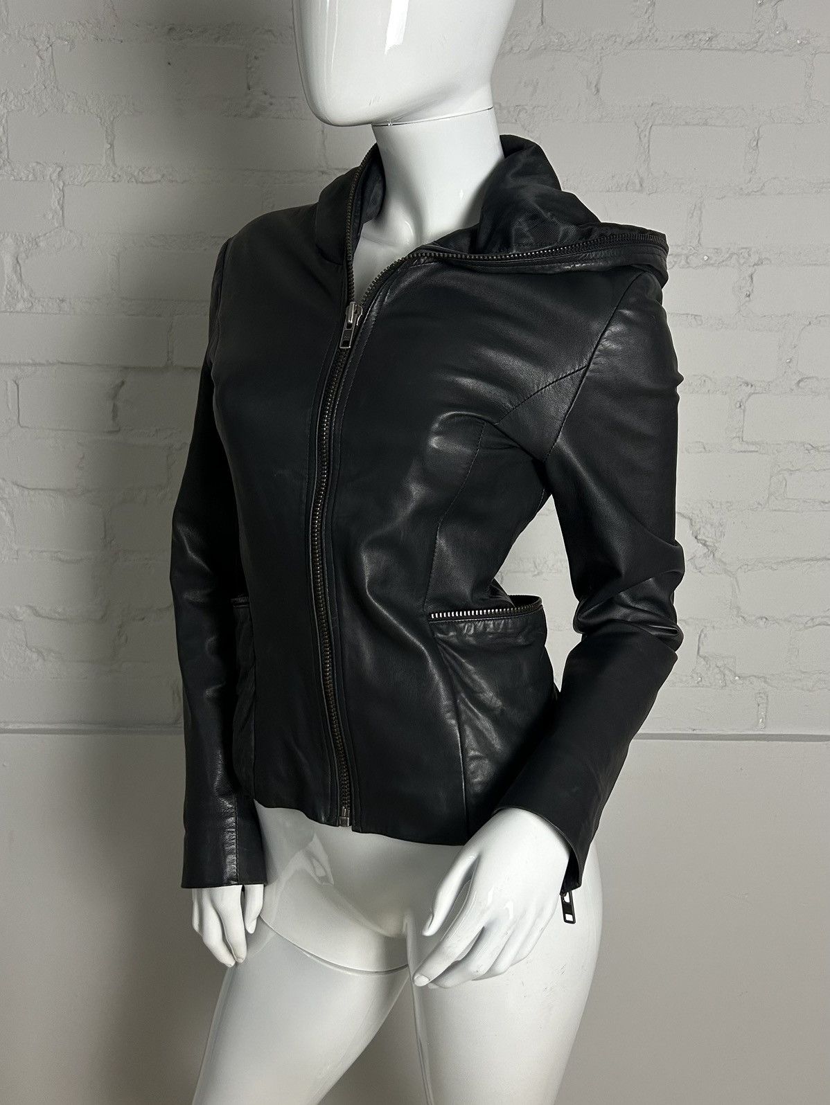 Other Insane leather fitted jacket with hood Size S / US 4 / IT 40 - 4 Thumbnail