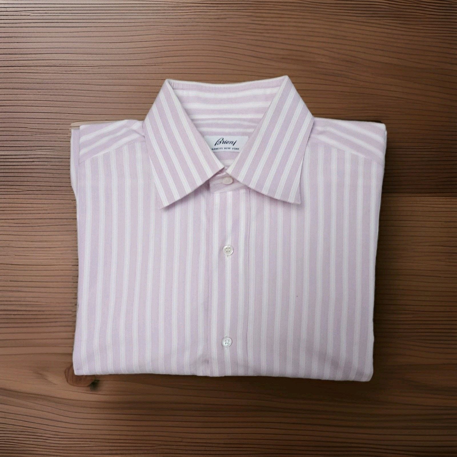 Brioni BRIONI Striped Pink Shirt Italy Barneys French Cuffs 41/16 Size US L / EU 52-54 / 3 - 2 Thumbnail