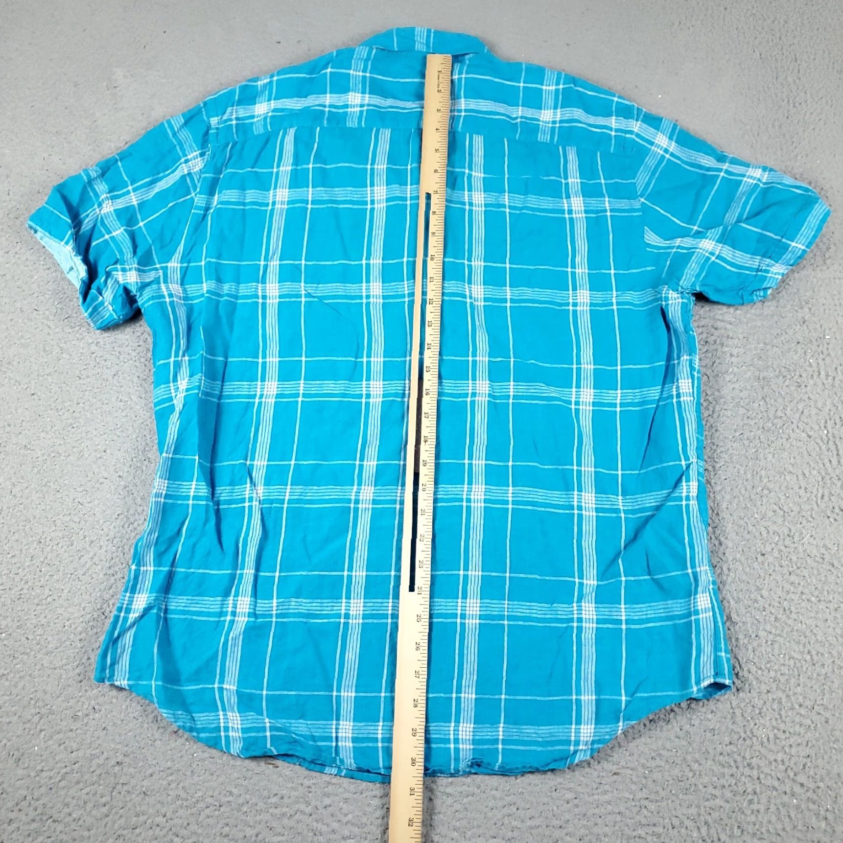 BUGATCHI Bugatchi Uomo Shirt Mens Large Blue Plaid Linen Button-Up Short Sleeve Classic Mens Size US L / EU 52-54 / 3 - 3 Thumbnail