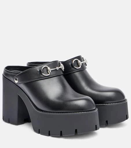 Gucci oc11z526 Women's Platform Mules With Horsebit in Black Size US 9 / IT 39 - 2 Thumbnail