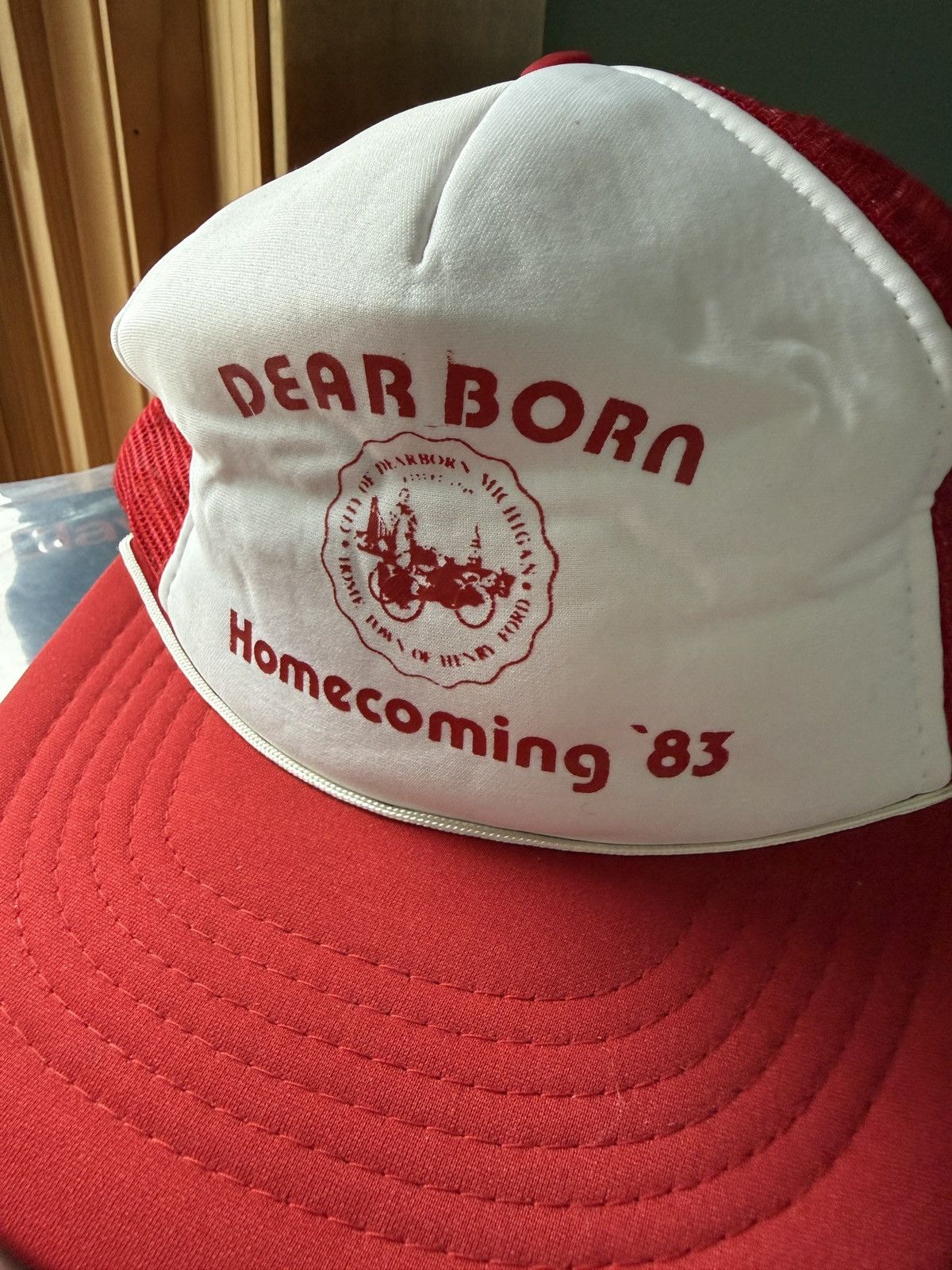 Vintage Vintage 80s Dearborn Michigan Homecoming Mesh Trucker Hat Size ONE SIZE - 2 Thumbnail