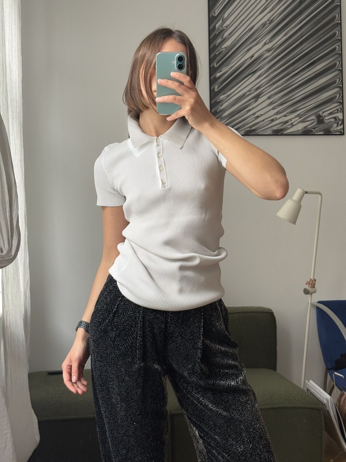 Miu Miu × Prada Prada double color knit ribbed polo | Grailed