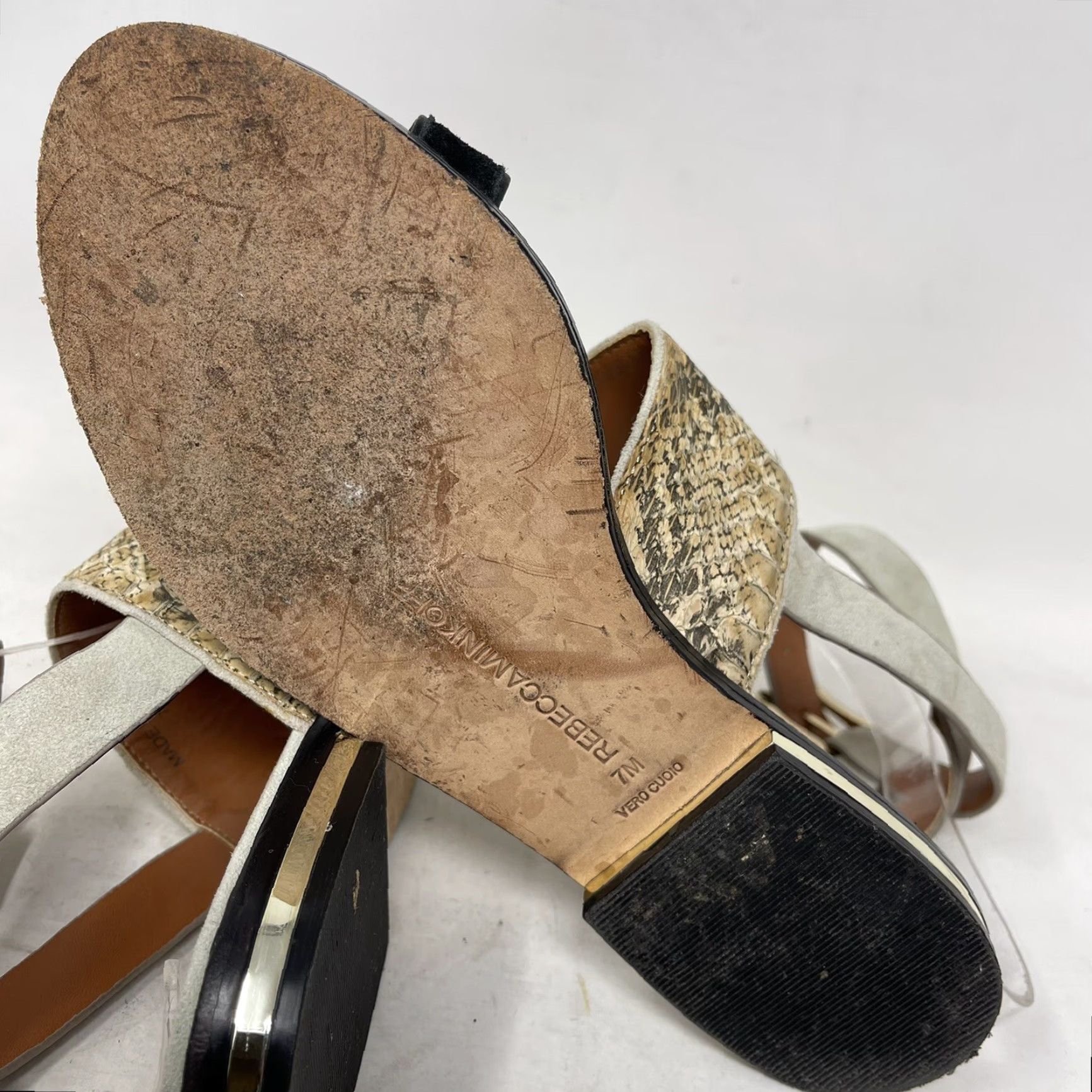 Rebecca Minkoff Rebecca Minkoff Sandal Womens 7 Ankle Wrap Buckle Flat Leather Beige Animal Print Boho 90s Womens Size US 7 / IT 37 - 7 Thumbnail