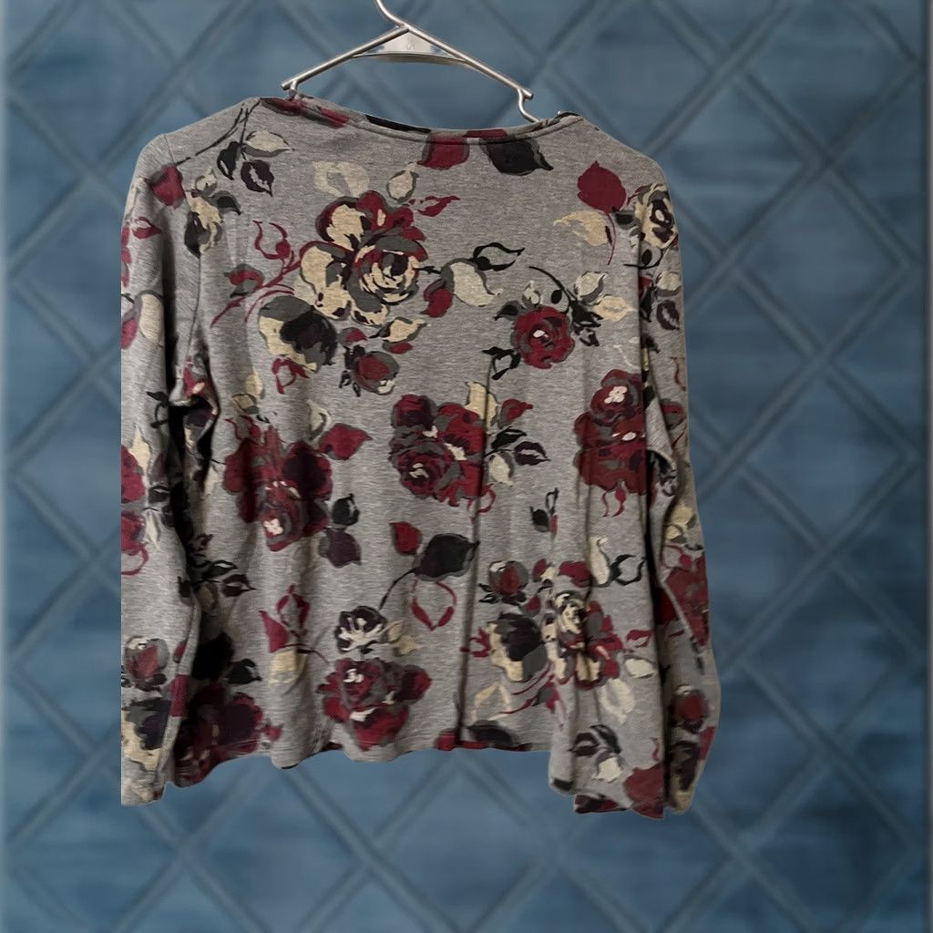 Croft & Barrow Croft & Barrow Womens Top Large Floral Long Sleeve Multi Cotton Fabric Casual Travel Size L / US 10 / IT 46 - 1 Thumbnail