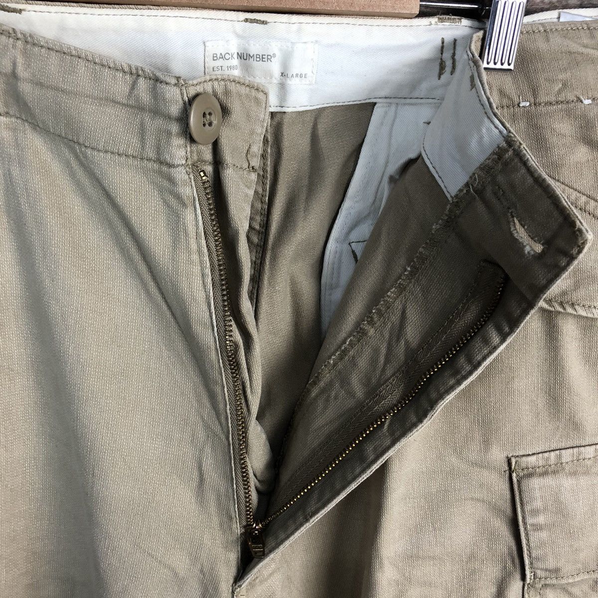 Japanese Brand Back Number Cream Cargo Multipocket Pants #A1423 Size US 33 - 14 Thumbnail