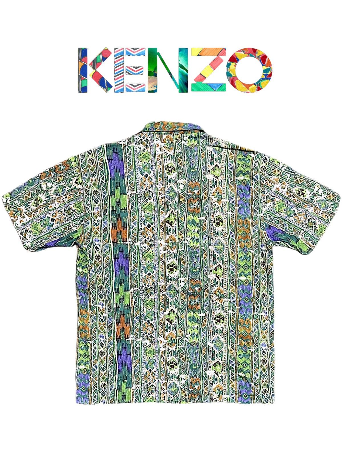 If Six Was Nine × Kenzo × Le Grande Bleu (L.G.B.) Vintage 90s Kenzo Emerald Green Double Down Pocket Shirts Size US L / EU 52-54 / 3 - 5 Thumbnail