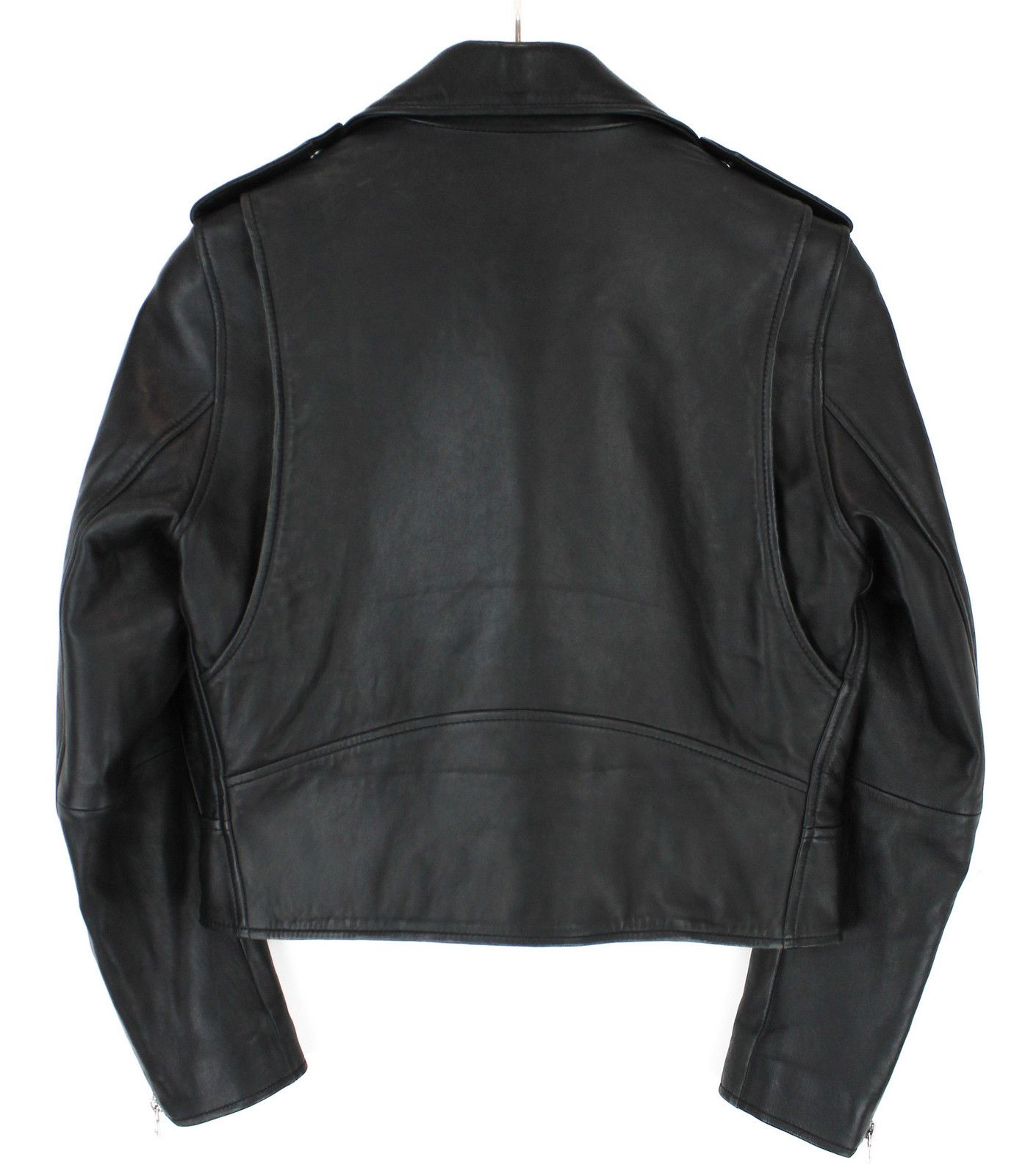 Sandro SANDRO Jacket Women's MEDIUM Cropped Leather Biker Pockets Size M / US 6-8 / IT 42-44 - 4 Thumbnail