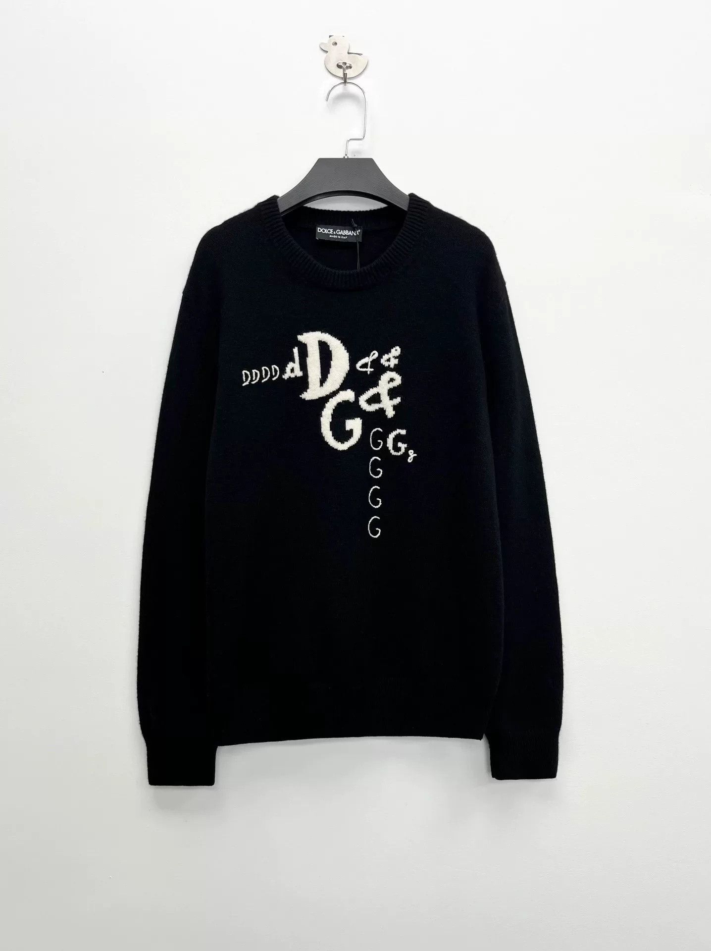 Dolce & Gabbana Dolce&Gabbana Black Intarsia Logo Sweater Size US S / EU 44-46 / 1 - 1 Thumbnail