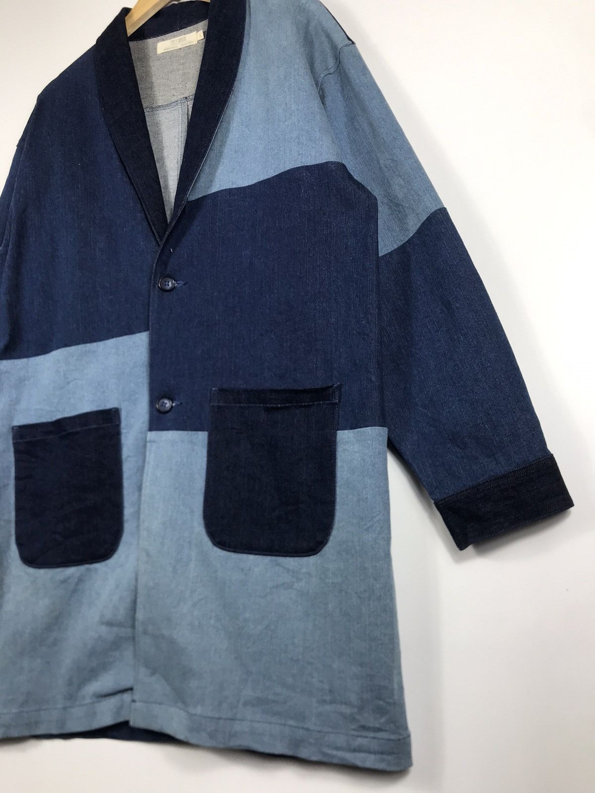 Japanese Brand 🔥 Timely Warning Blue Japan Denim Button Long Coat Jacket Size US L / EU 52-54 / 3 - 3 Thumbnail