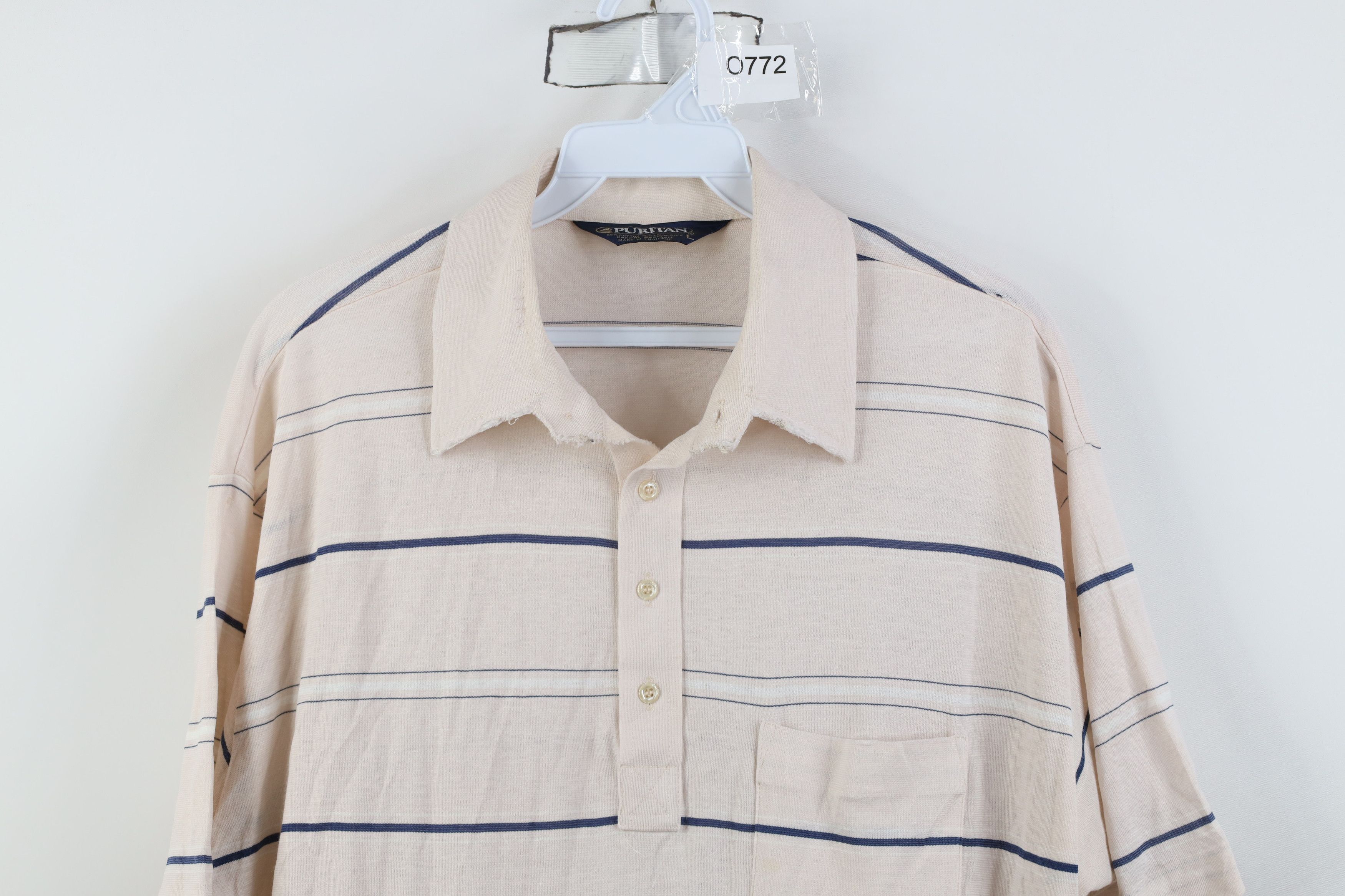 Vintage Vintage 70s Streetwear Striped Knit Collared Golf Polo Shirt Size US L / EU 52-54 / 3 - 2 Thumbnail