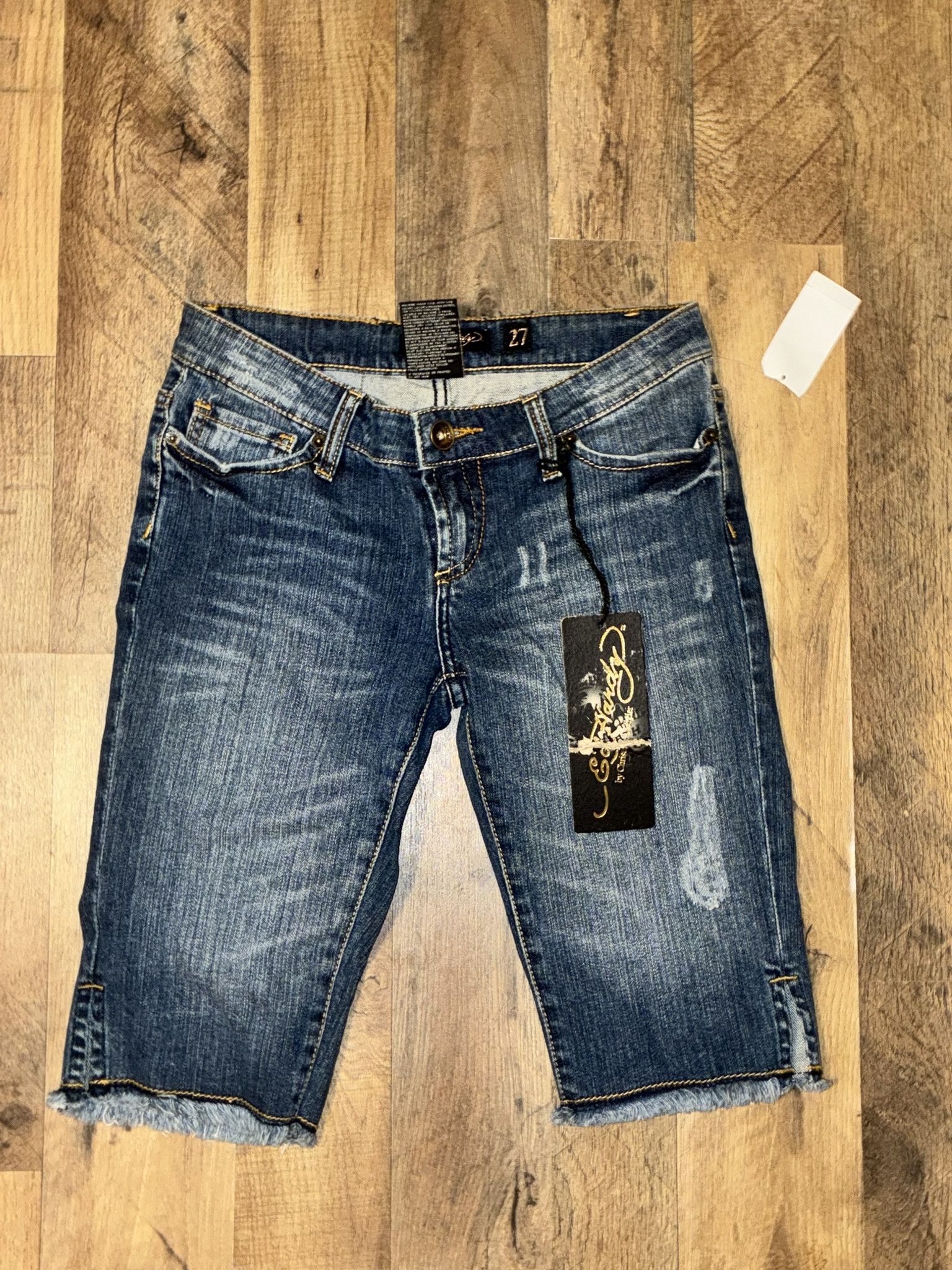 Ed Hardy Ed Hardy Jean Shorts Love Kills Embroidered Y2K Vintage Size US 27 - 5 Thumbnail