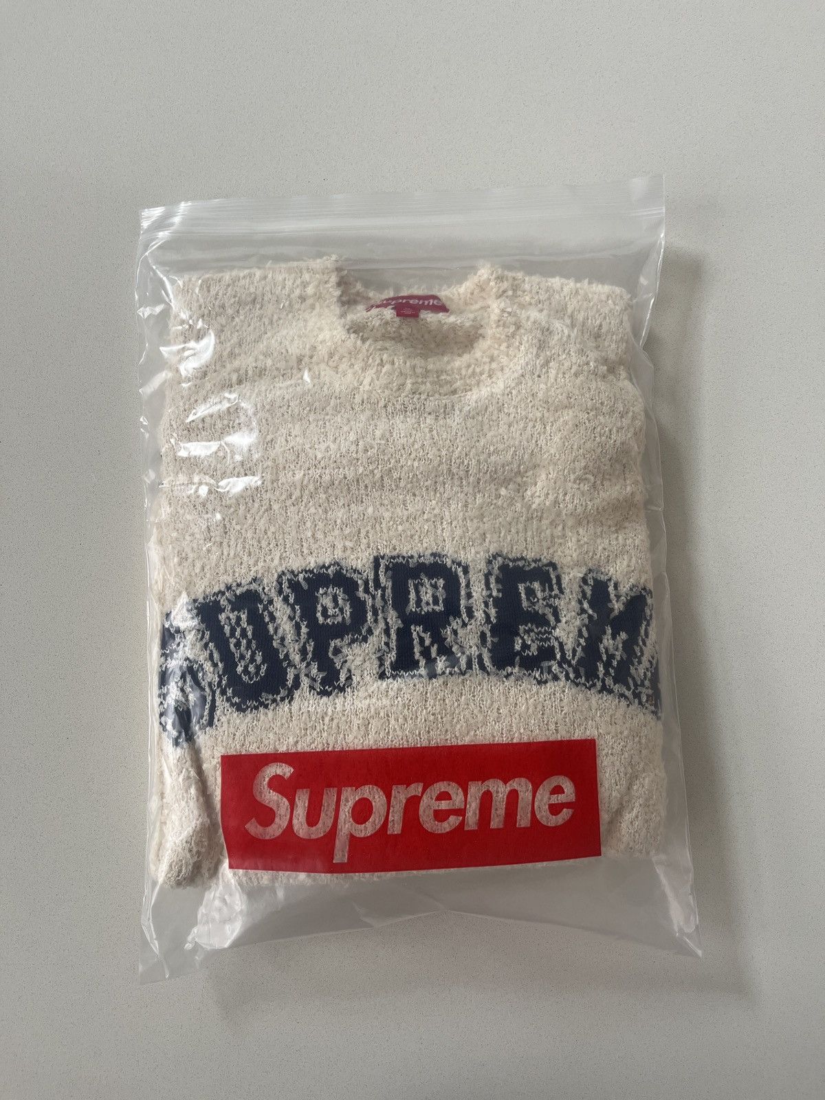 Supreme Supreme Textured Varsity Arc Sweater Stone Size US XL / EU 56 / 4 - 4 Thumbnail