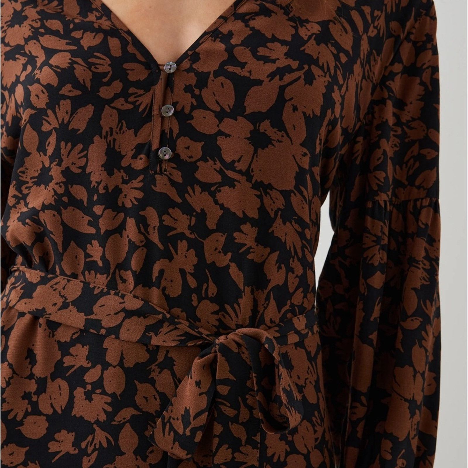 Rails NWT Rails Fabian Crepe Black & Brown Print Midi Dress Sz S Size S / US 4 / IT 40 - 2 Thumbnail