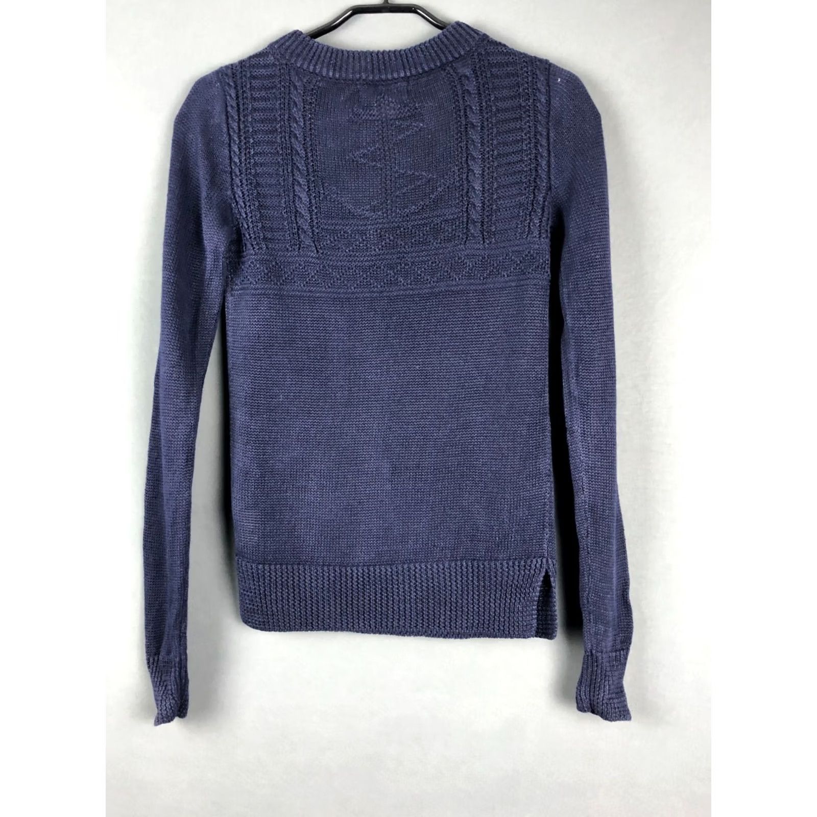 Vintage Denim & Supply Ralph Lauren Pullover Linen Dark Blue Women's XS Shirt XS Blue Classic Casual Knit Linen Pullover Size XS / US 0-2 / IT 36-38 - 2 Thumbnail