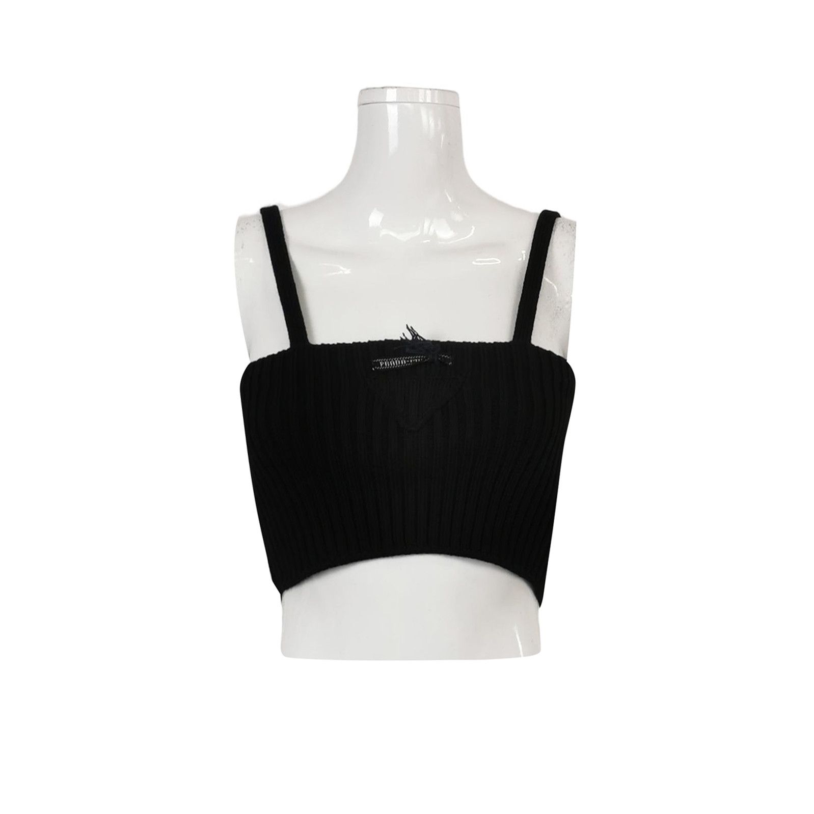 Prada Prada Logo Knit Crop Tank Top 0089 Size XXS / US 00 / IT 34 - 1 Thumbnail