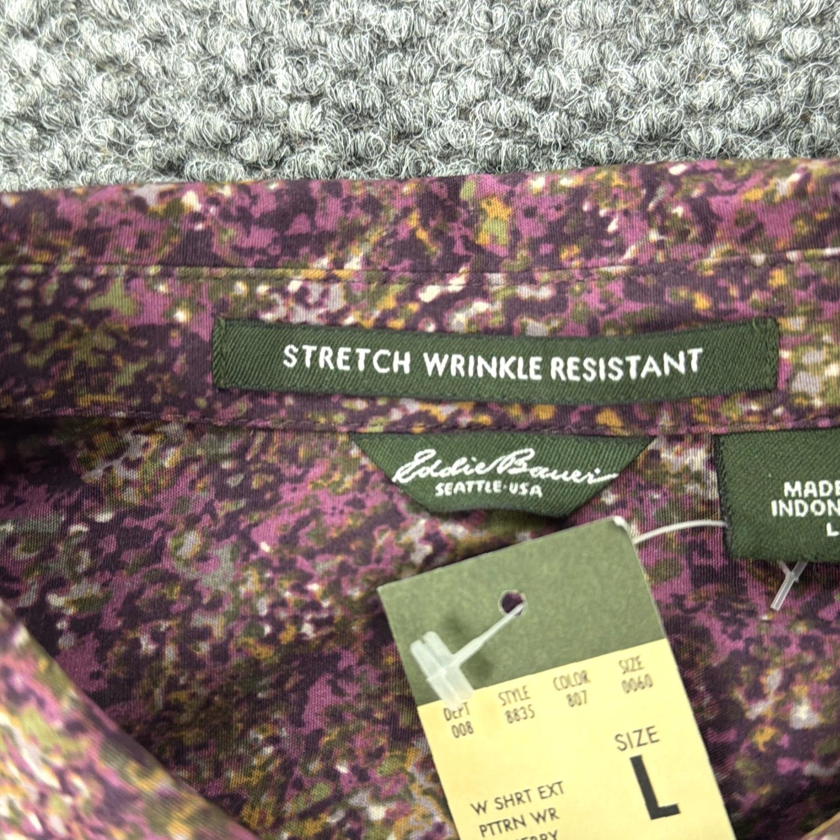 Eddie Bauer Eddie Bauer Shirt Womens Large Purple Wineberry Floral Stretch Wrinkle Resistant Button-Up Collar Long Sleeve Cotton Blend Size L / US 10 / IT 46 - 3 Thumbnail
