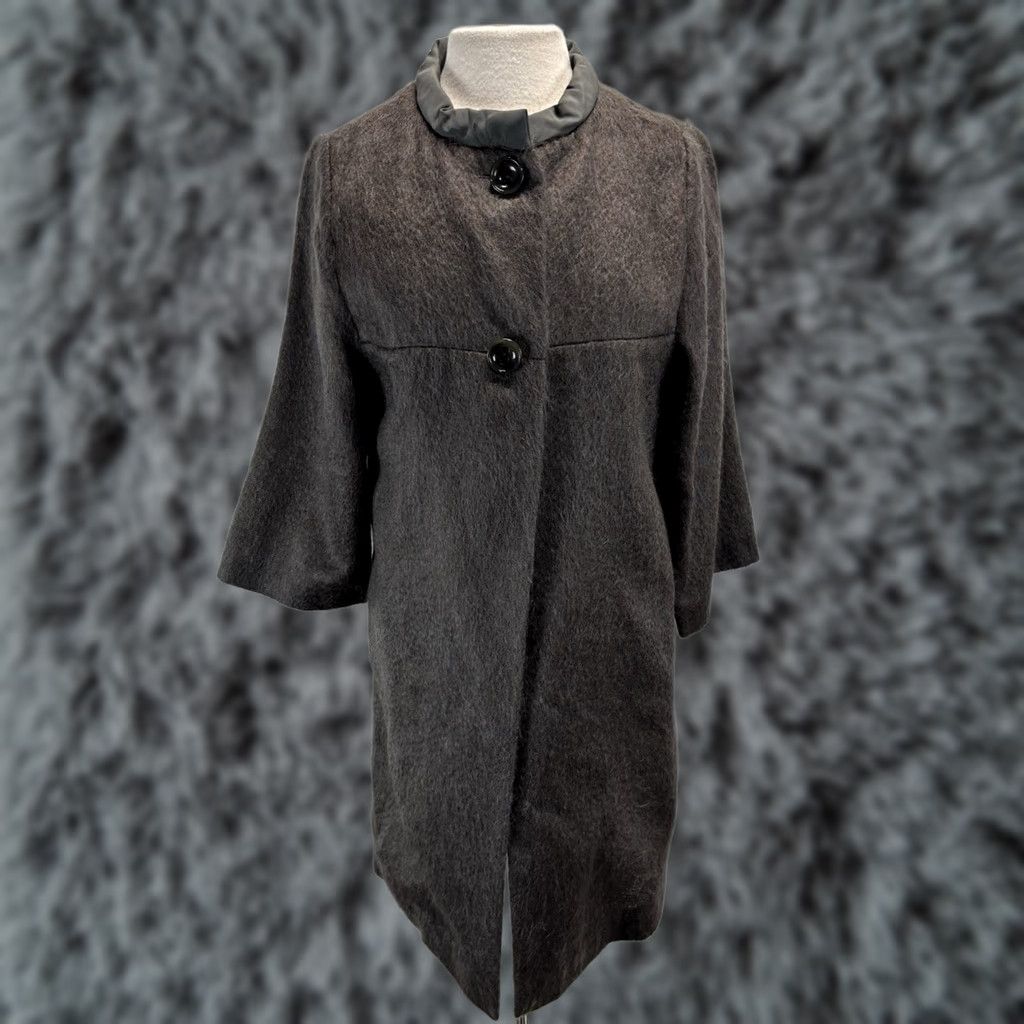 DOROTHEE SCHUMACHER Dorothee Schumacher Jacket Womens S Gray Mid-Length Mohair Silk Button 3/4 Sleeve Designer Modern Minimalist Cardigan Size S / US 4 / IT 40 - 1 Thumbnail